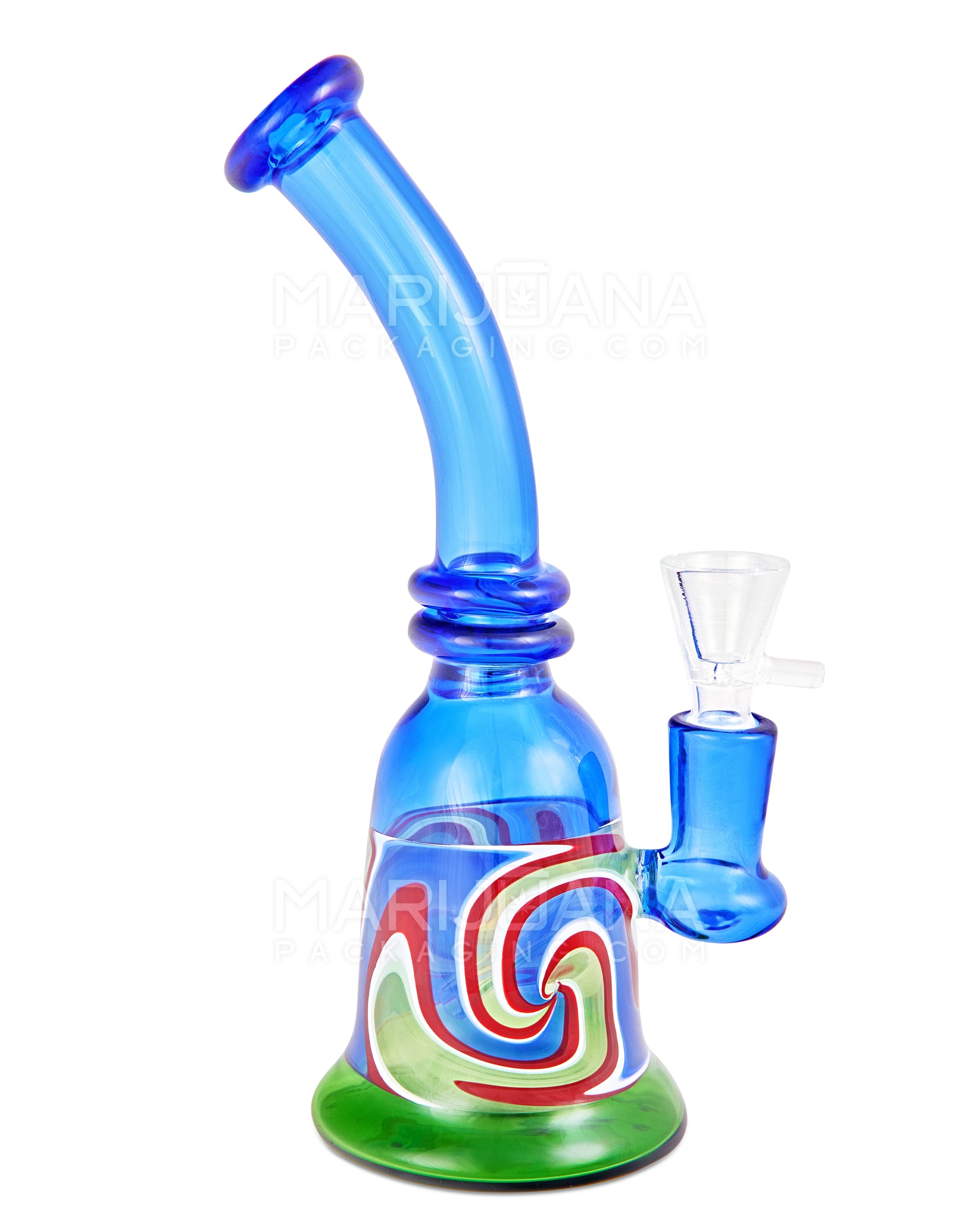Bent Neck Wig Wag Glass Beaker Water Pipe | 8in Tall - 14mm Bowl - Assorted - 1