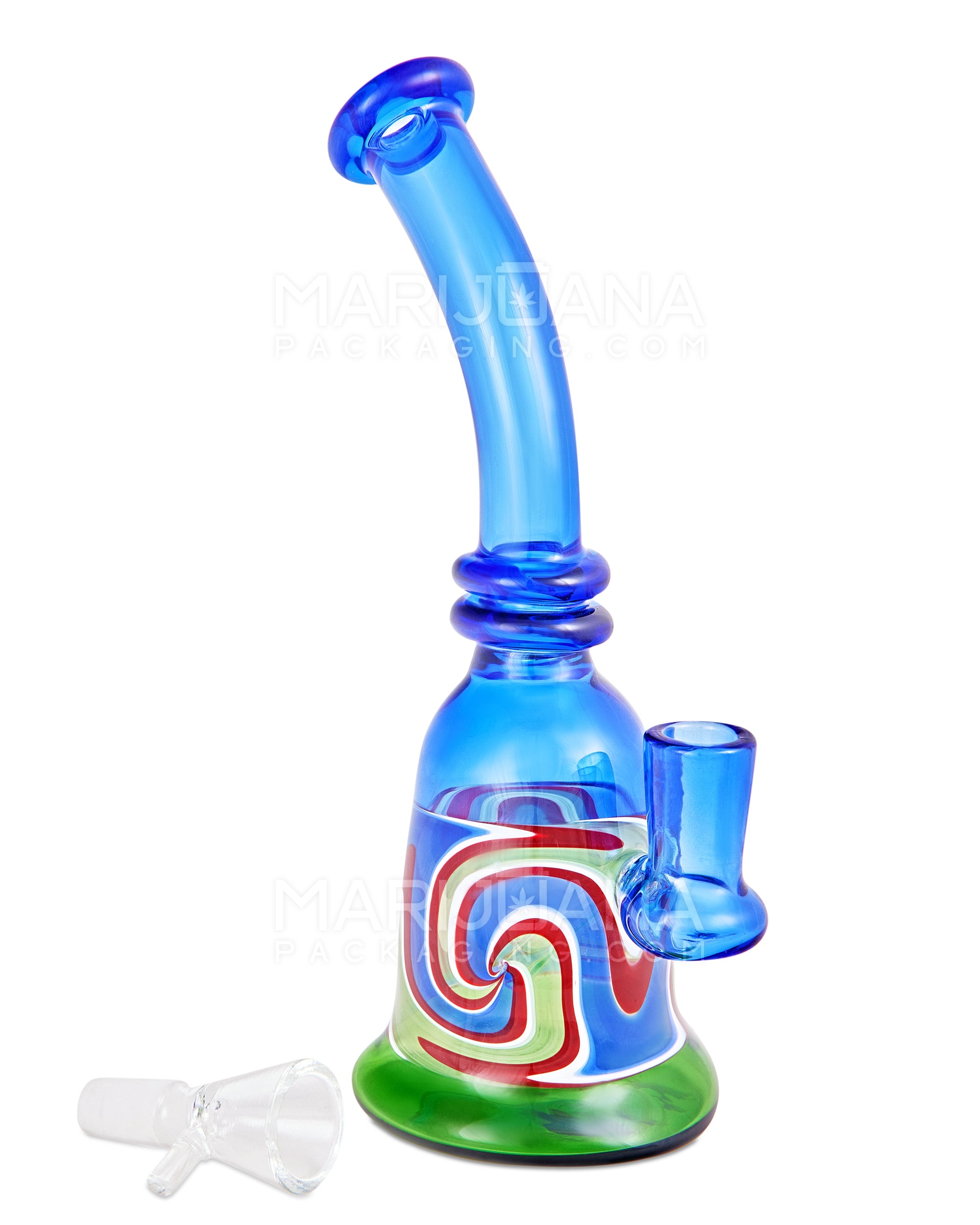 Bent Neck Wig Wag Glass Beaker Water Pipe | 8in Tall - 14mm Bowl - Assorted - 2