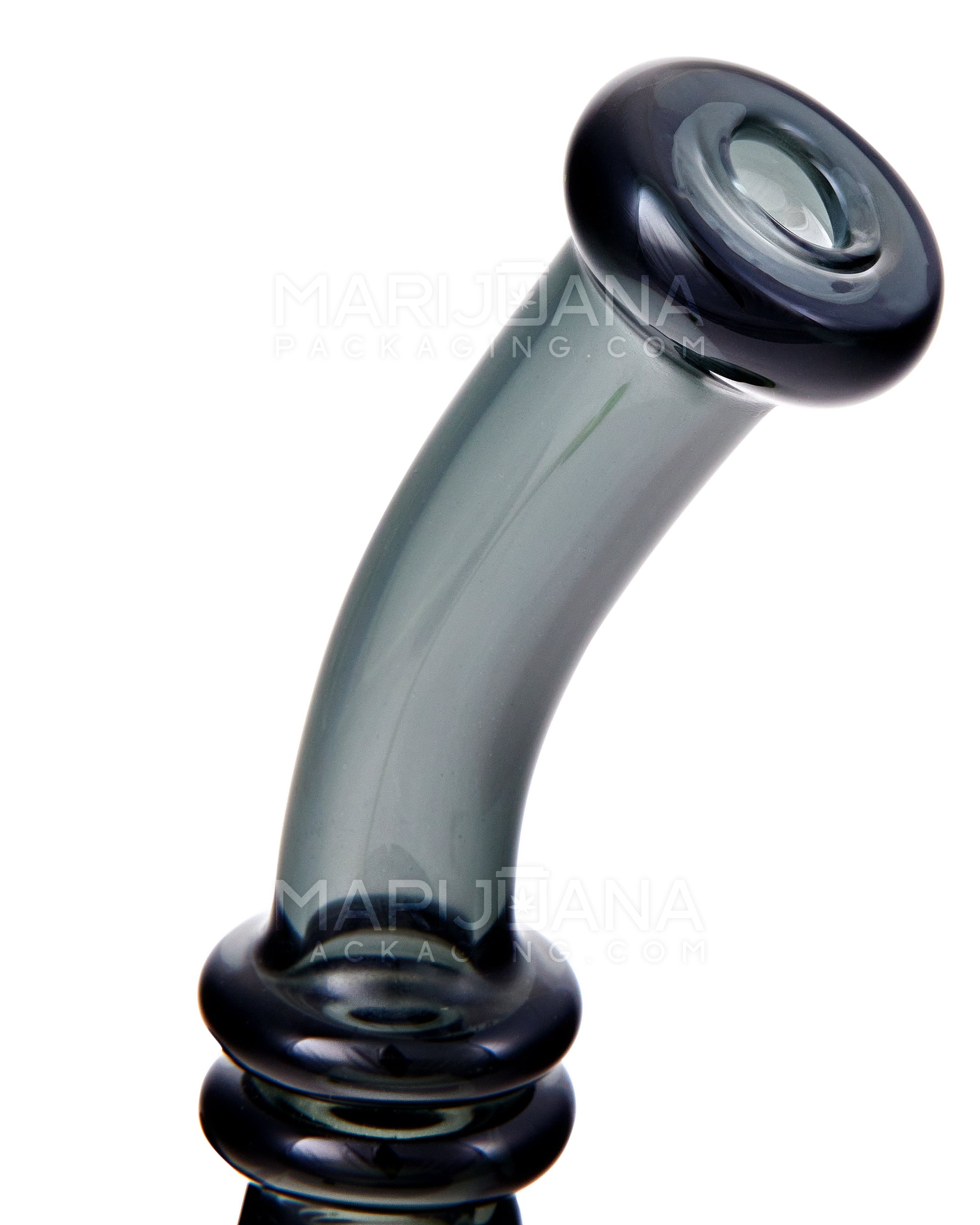Bent Neck Wig Wag Glass Beaker Water Pipe | 8in Tall - 14mm Bowl - Smoke - 4