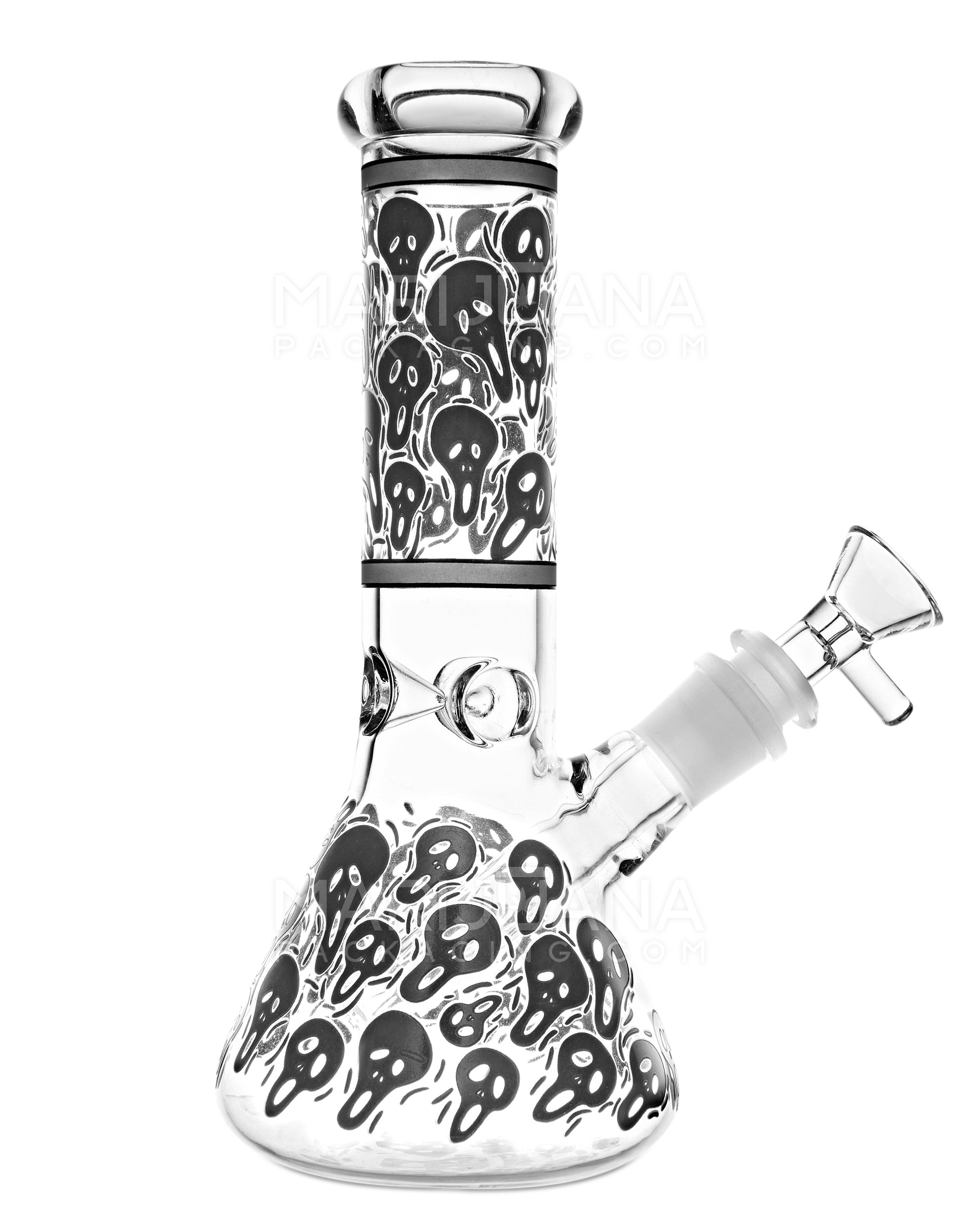 Glow-in-the-Dark | Straight Neck Scream Ghostface Glass Beaker Water Pipe | 8in Tall - 14mm Bowl - Clear - 1