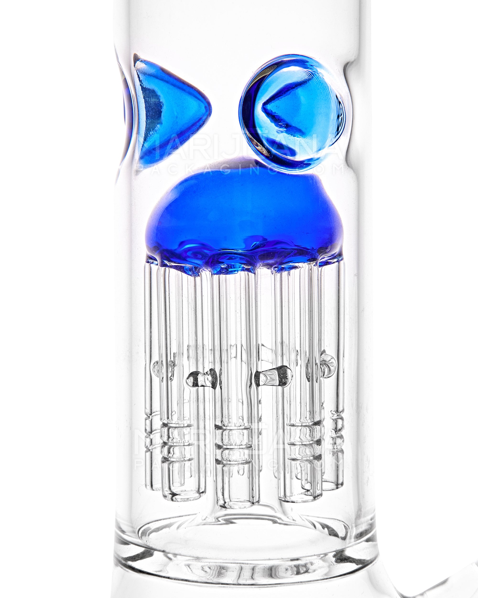 Straight Neck Tree Perc Thick Glass Beaker Water Pipe w/ Ice Catcher | 12in Tall - 14mm Bowl - Blue - 3