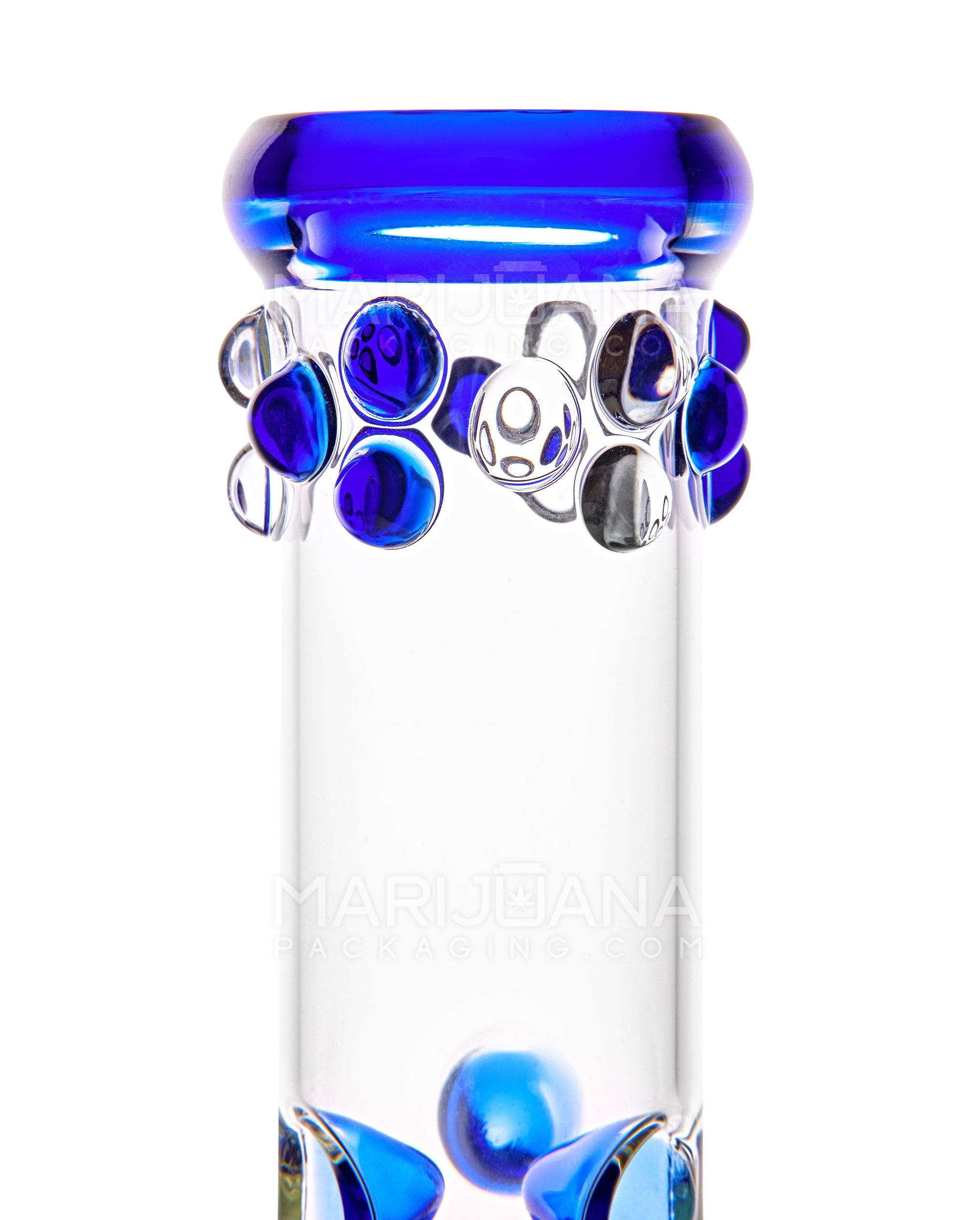 Straight Neck Tree Perc Thick Glass Beaker Water Pipe w/ Ice Catcher | 12in Tall - 14mm Bowl - Blue - 4