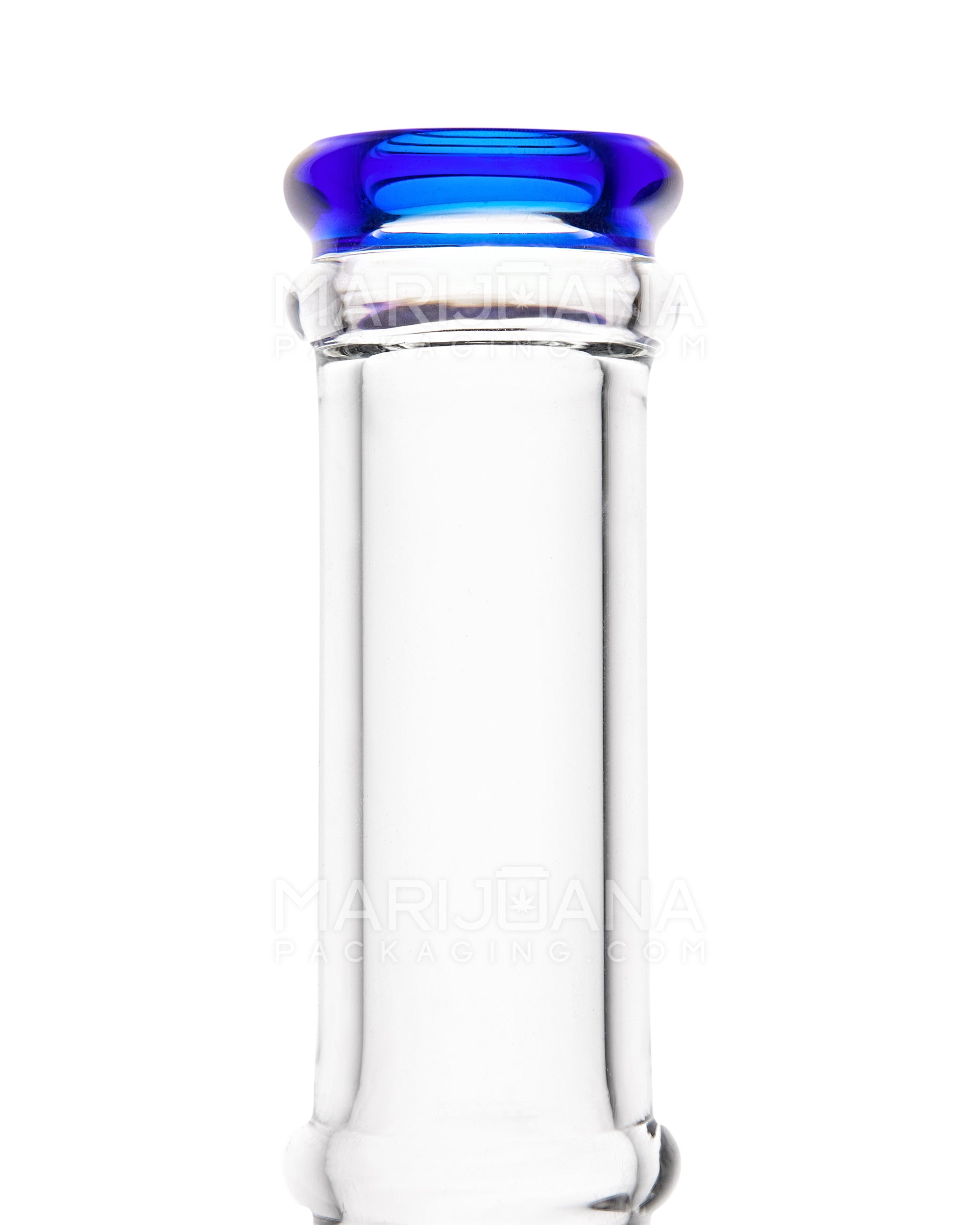 Straight Neck Honeycomb Perc Glass Water Pipe w/ Thick Base | 7.5in Tall - 14mm Bowl - Blue - 4