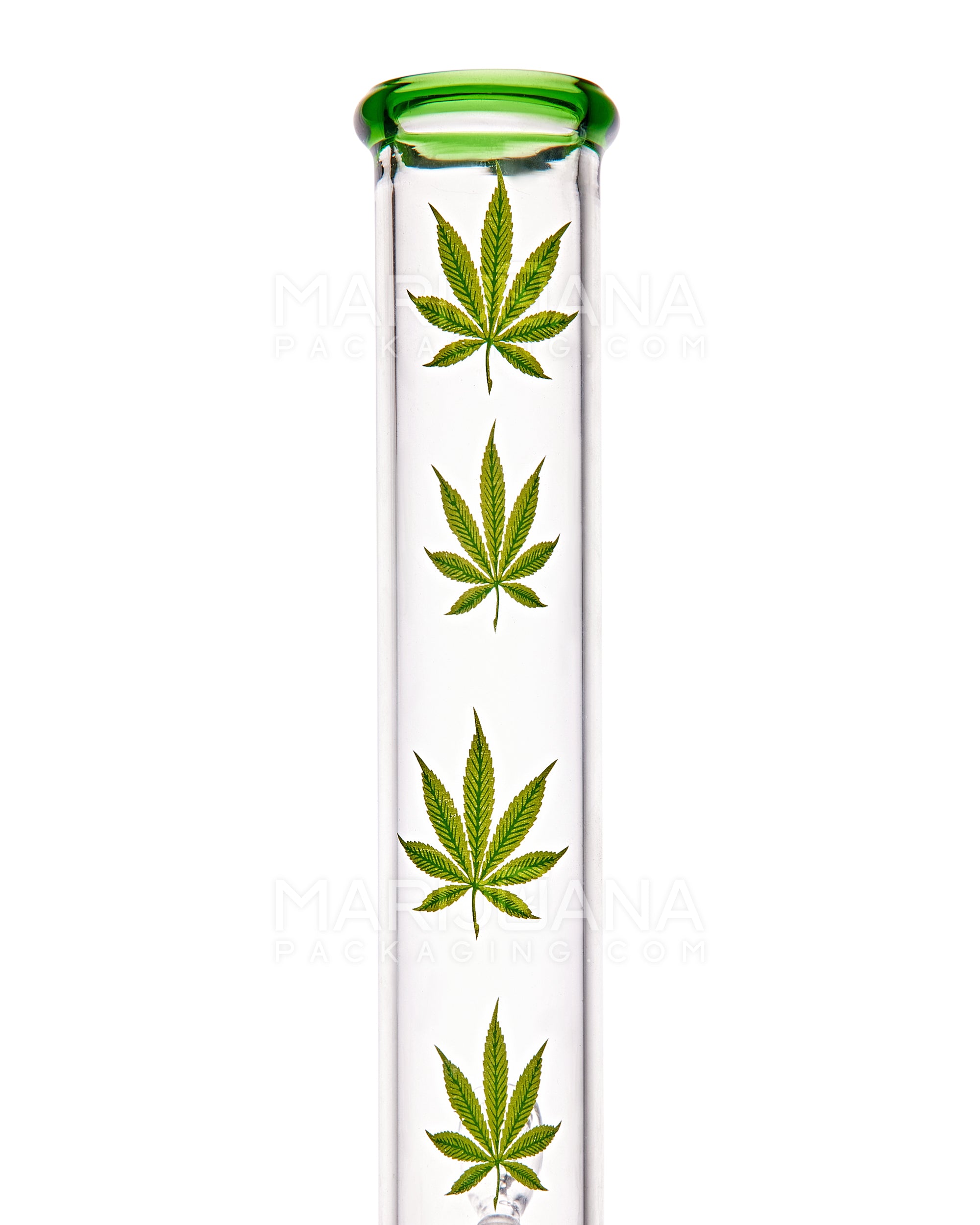 Straight Neck Decal Diffused Downstem Glass Egg Water Pipe w/ Ice Catcher | 14in Tall - 18mm Bowl - Green - 3
