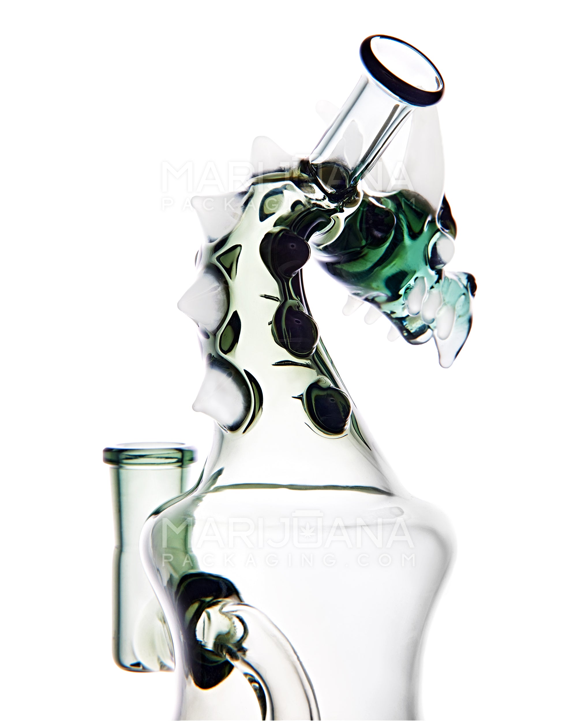 Heady | USA Glass Horned Dragon Neck Circ Perc Glass Bell Water Pipe | 7in Tall - 14mm Bowl - Smoke - 7