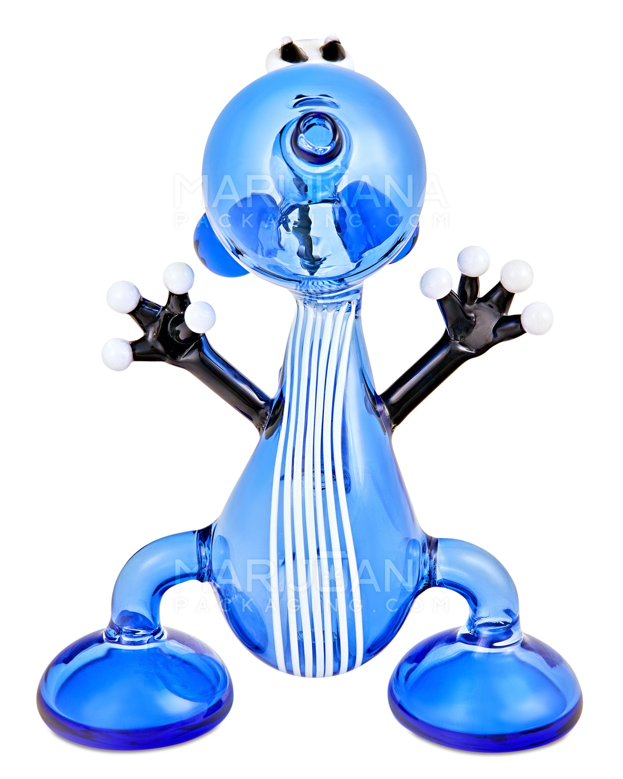 Heady | USA Glass Striped Yoshi Glass Water Pipe | 7in Tall - 14mm Bowl - Blue - 6