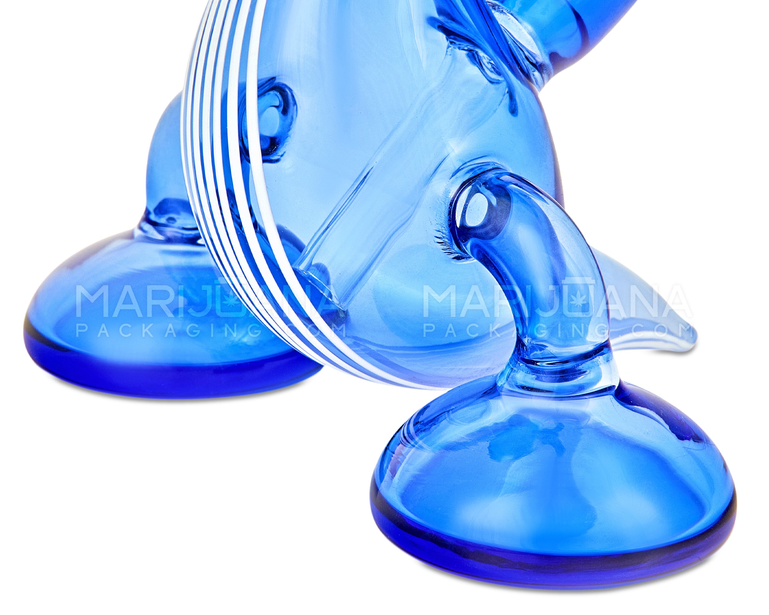 Heady | USA Glass Striped Yoshi Glass Water Pipe | 7in Tall - 14mm Bowl - Blue - 7