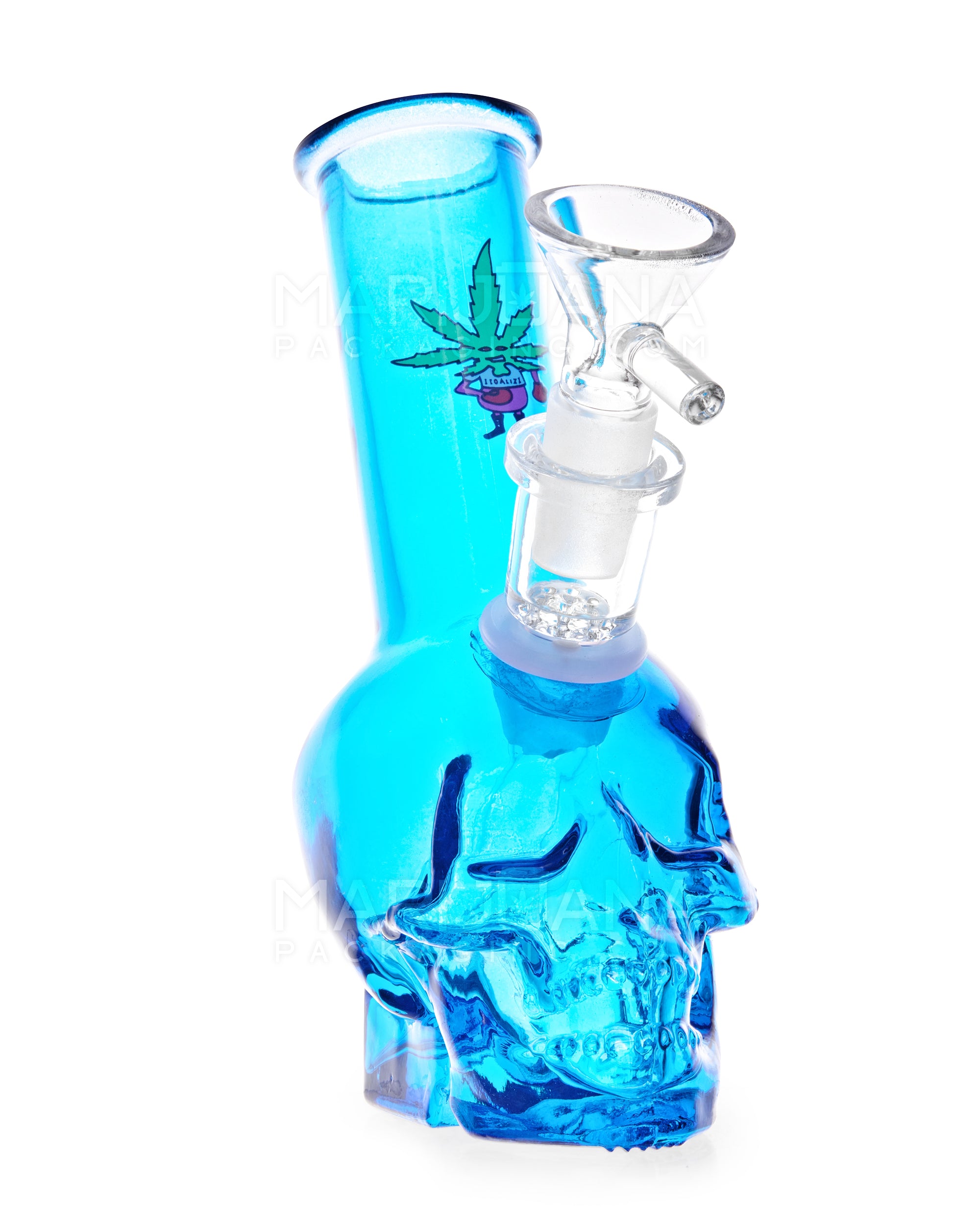 Angled Neck Decal Assorted 6 Inch Glass Skull Water Pipe