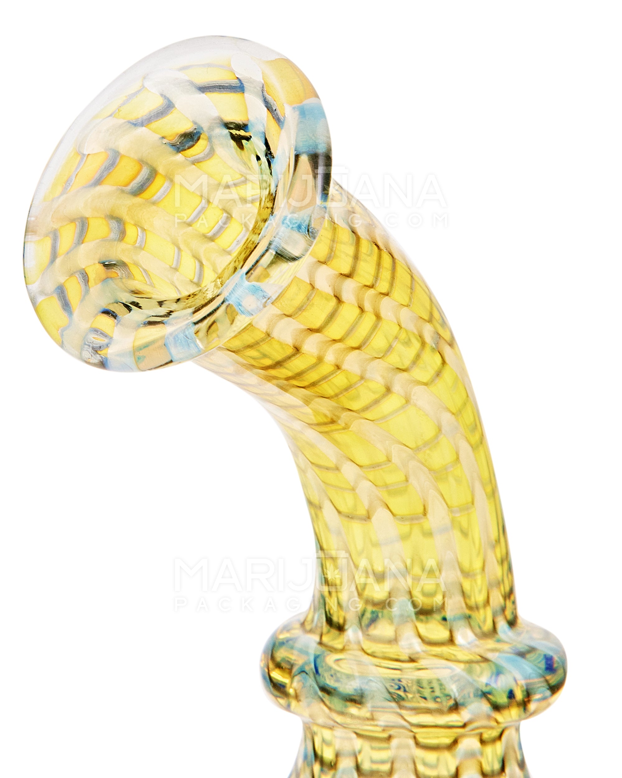 Bent Donut Neck Raked & Gold Fumed Glass Beaker Water Pipe | 7.5in Tall - 14mm Bowl - Black - 3
