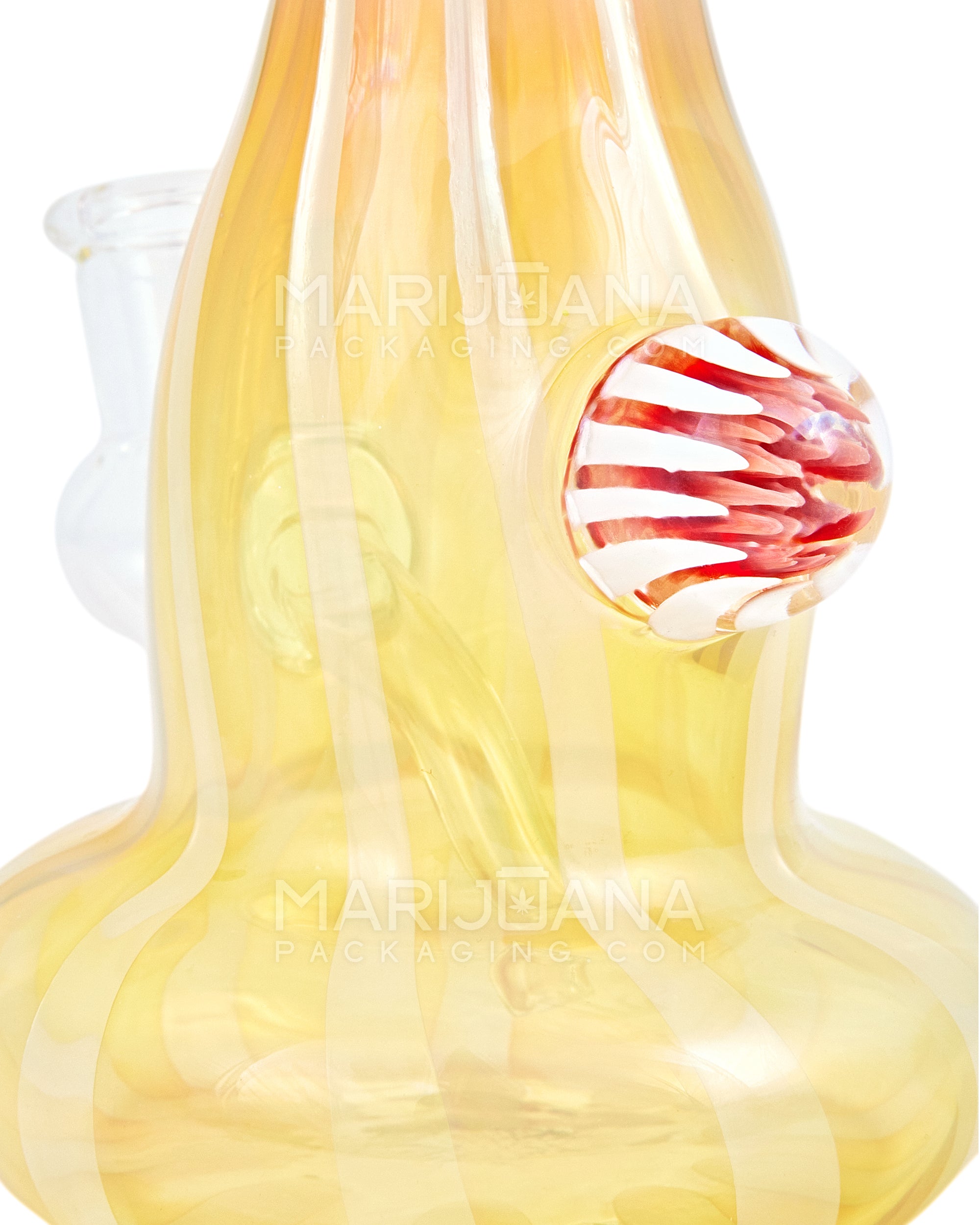 Bent Neck Gold Fumed Glass Water Pipe w/ Implosion Marble | 6in Tall - 14mm Bowl - Gold - 3