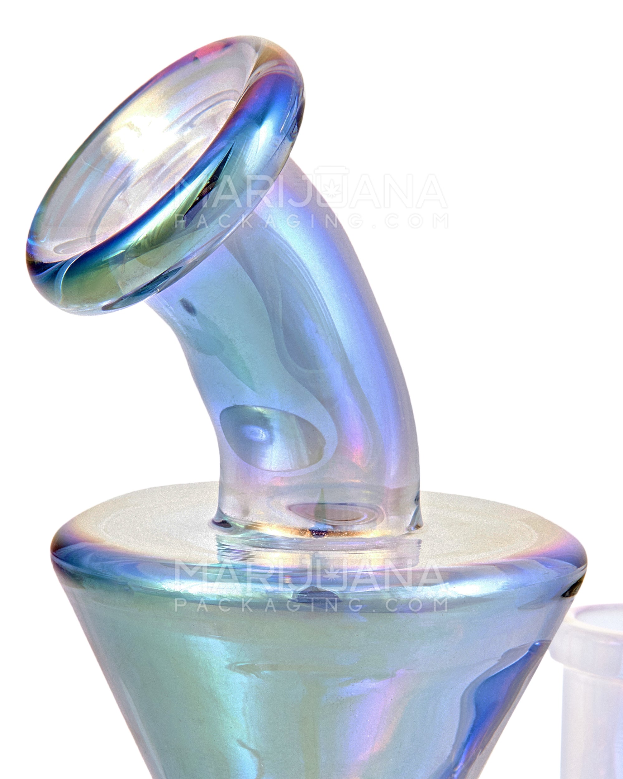 Bent Neck Hourglass Glass Dab Rig | 6in Tall - 14mm Banger - Blue - 3