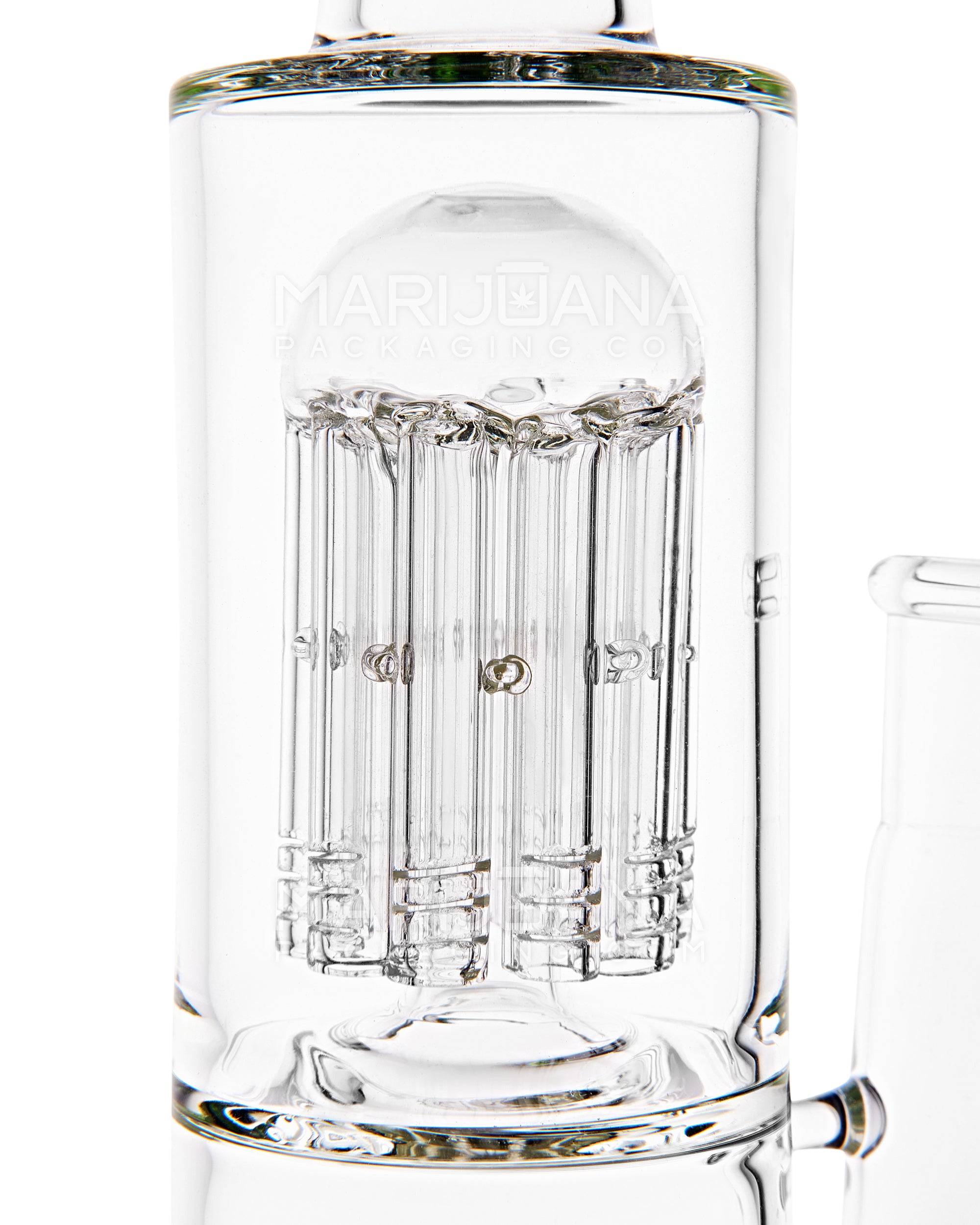 Double Chamber | Straight Neck Tree & Fish Perc Glass Water Pipe w/ Ice Catcher | 14in Tall - 18mm Bowl - Assorted - 4