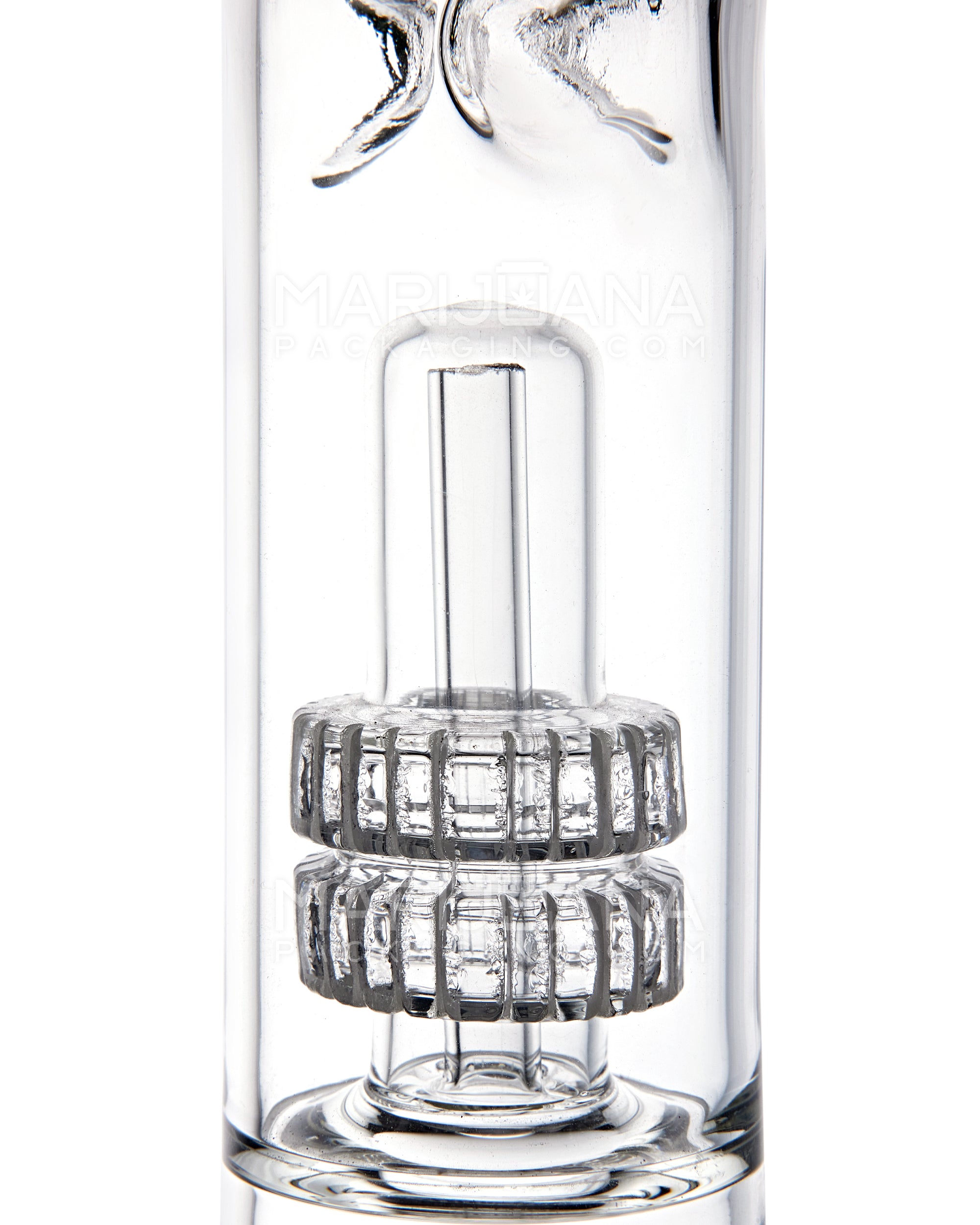 Double Chamber | Quad Matrix Perc Thick Glass Straight Water Pipe w/ Ice Catcher | 17in Tall - 18mm Bowl - Rasta - 3