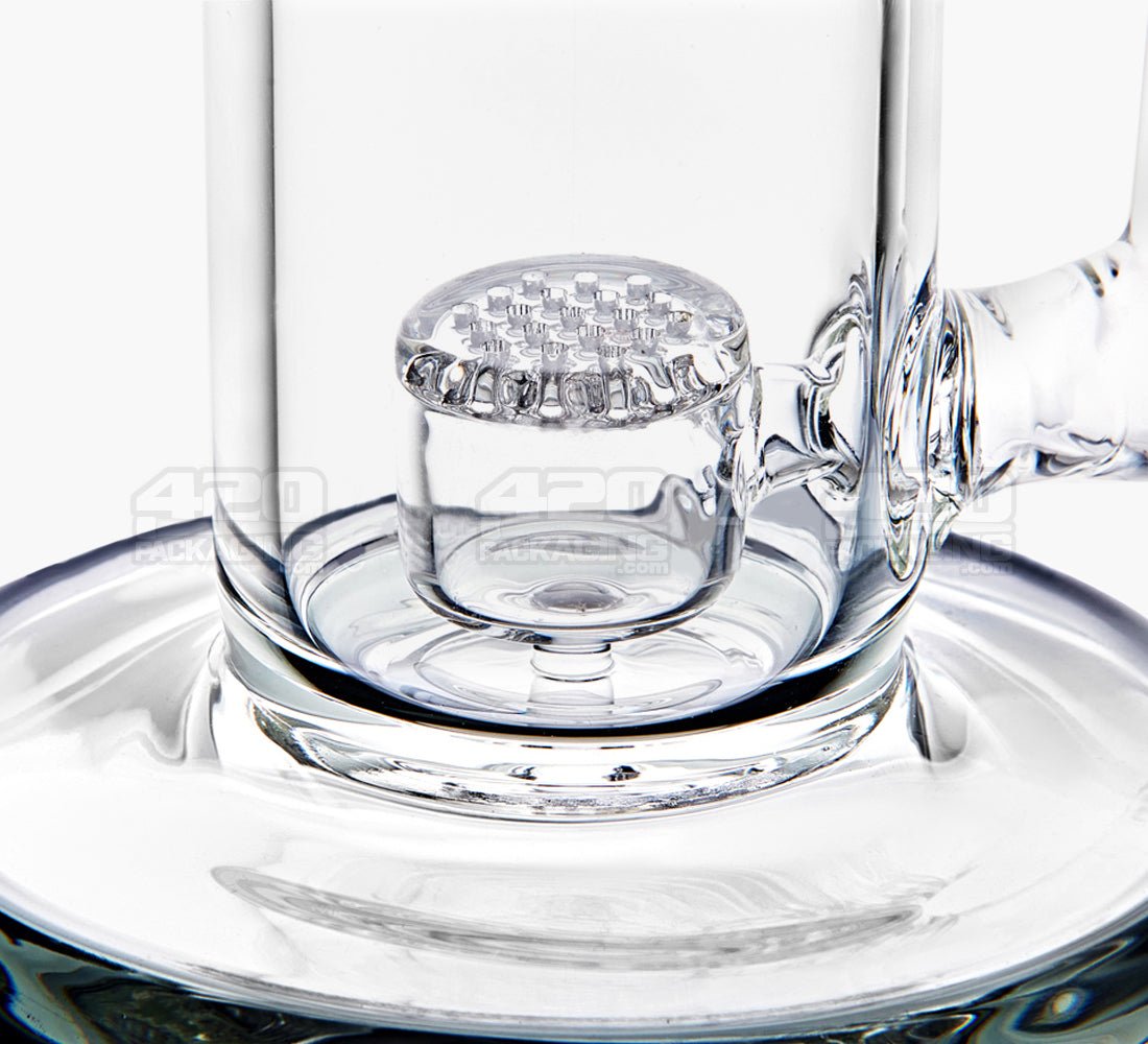 Bent Neck Thick Glass Water Pipe w/ Honeycomb Perc | 10in Tall - 18mm Bowl - Smoke - 5