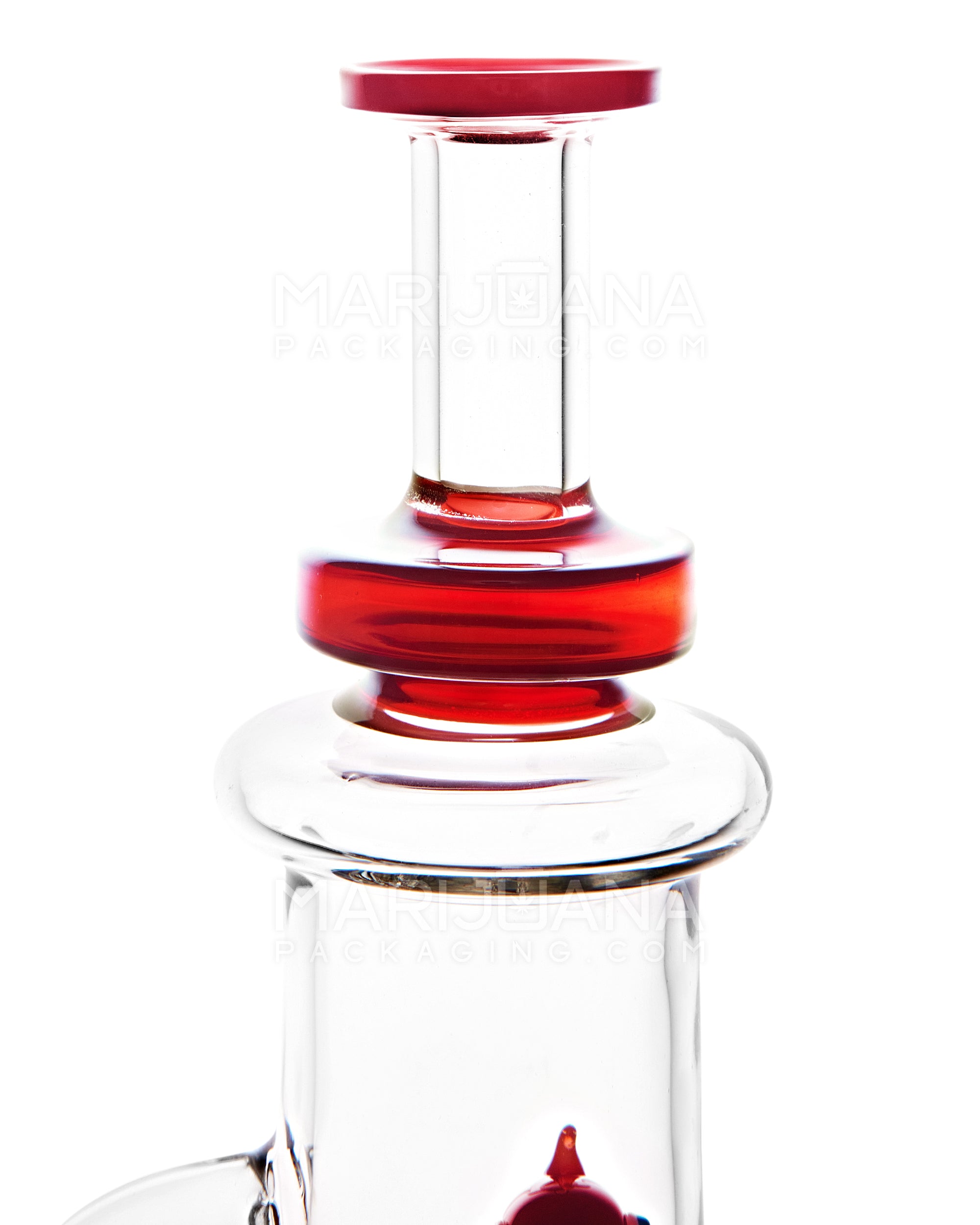 Straight Neck Showerhead Perc Glass Recycler Beaker Water Pipe w/ Glass Turtle & Thick Base | 8.5in Tall - 14mm - Red - 5