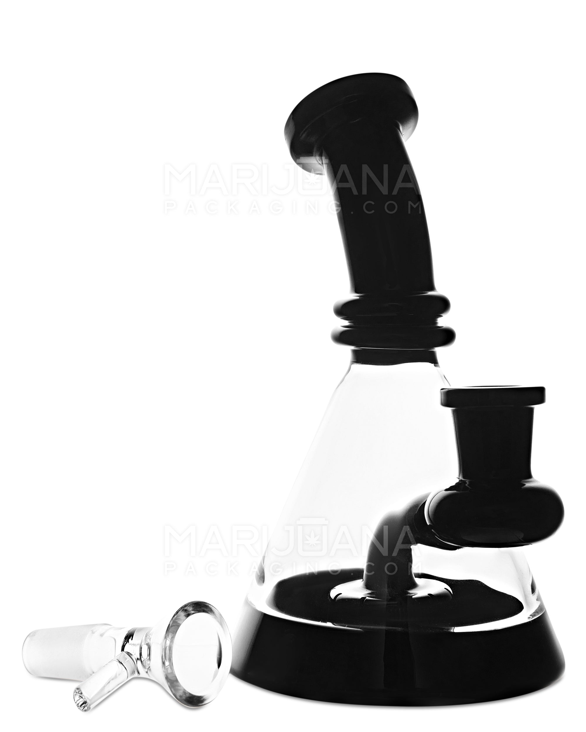 Bent Neck Circ Perc Glass Beaker Water Pipe | 6.5in Tall - 14mm Bowl - Black - 2