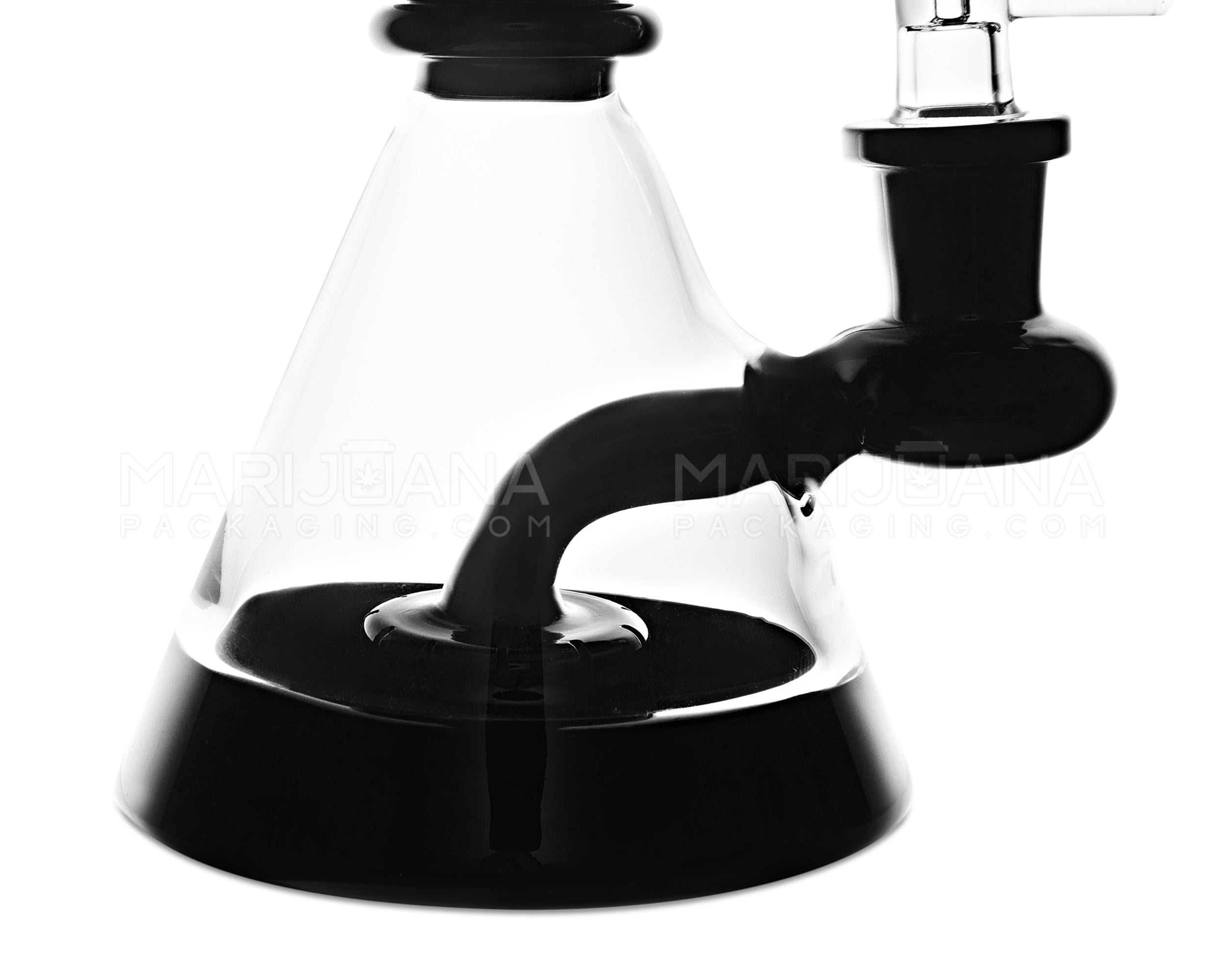 Bent Neck Circ Perc Glass Beaker Water Pipe | 6.5in Tall - 14mm Bowl - Black - 3