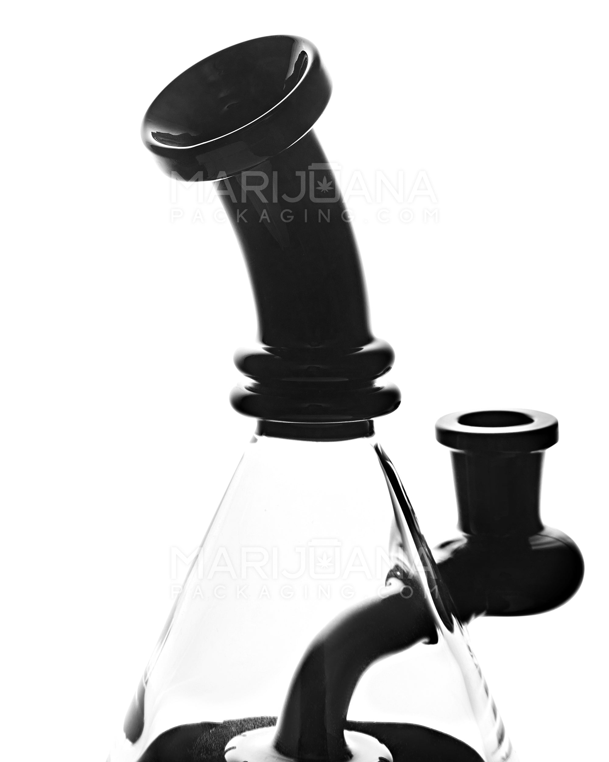 Bent Neck Circ Perc Glass Beaker Water Pipe | 6.5in Tall - 14mm Bowl - Black - 4