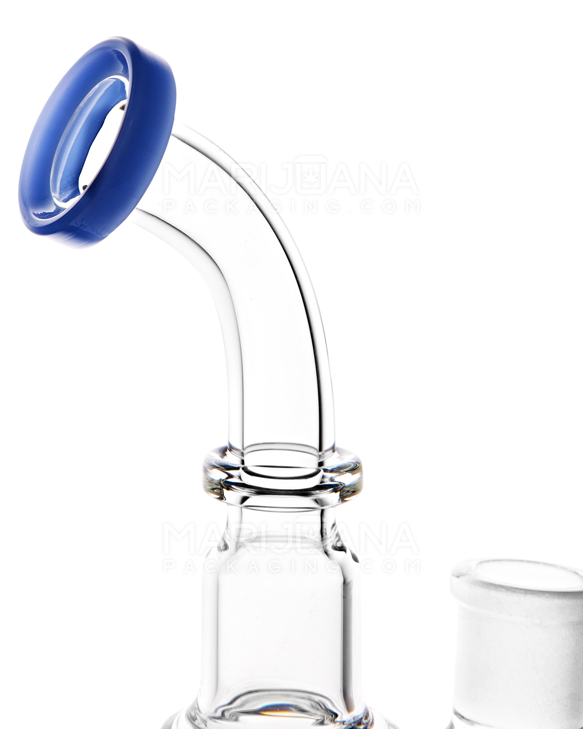 Bent Neck Showerhead Perc Glass Water Pipe w/ Thick Base | 9in Tall - 18mm Bowl - Blue - 4