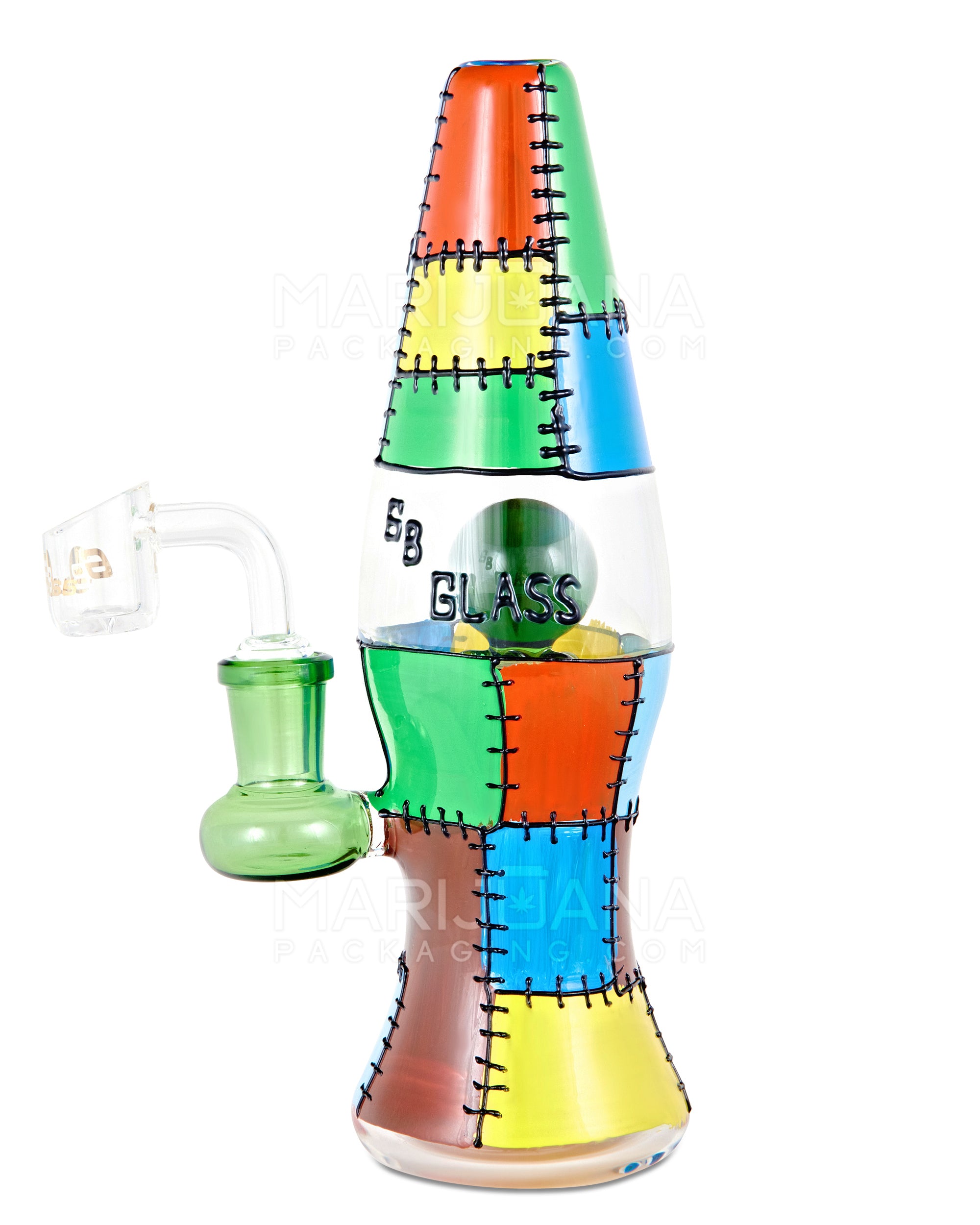 6B GLASS | Patchwork Lava Lamp Glass Dab Rig | 8in Tall - 14mm Banger - Mixed - 1
