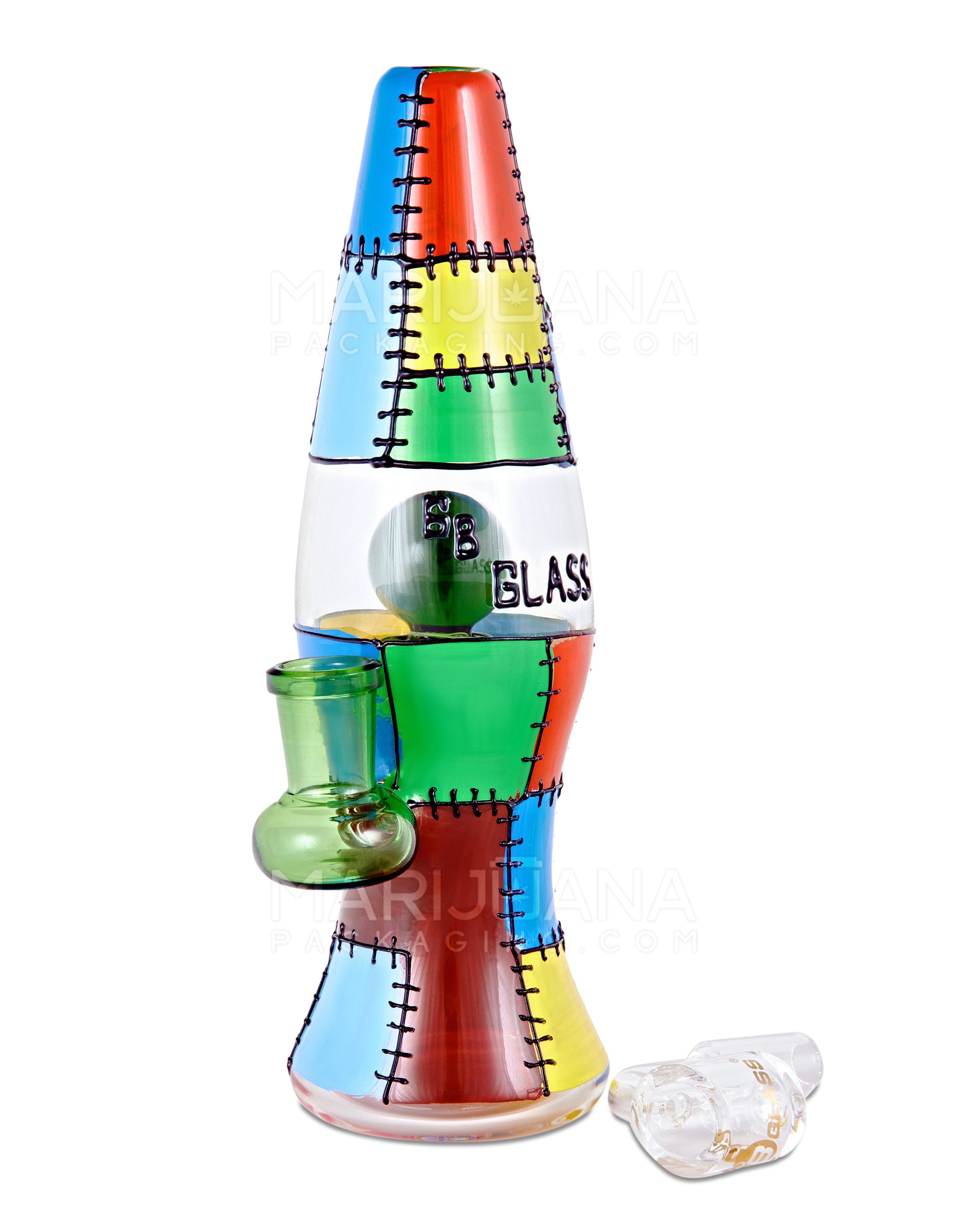 6B GLASS | Patchwork Lava Lamp Glass Dab Rig | 8in Tall - 14mm Banger - Mixed - 2