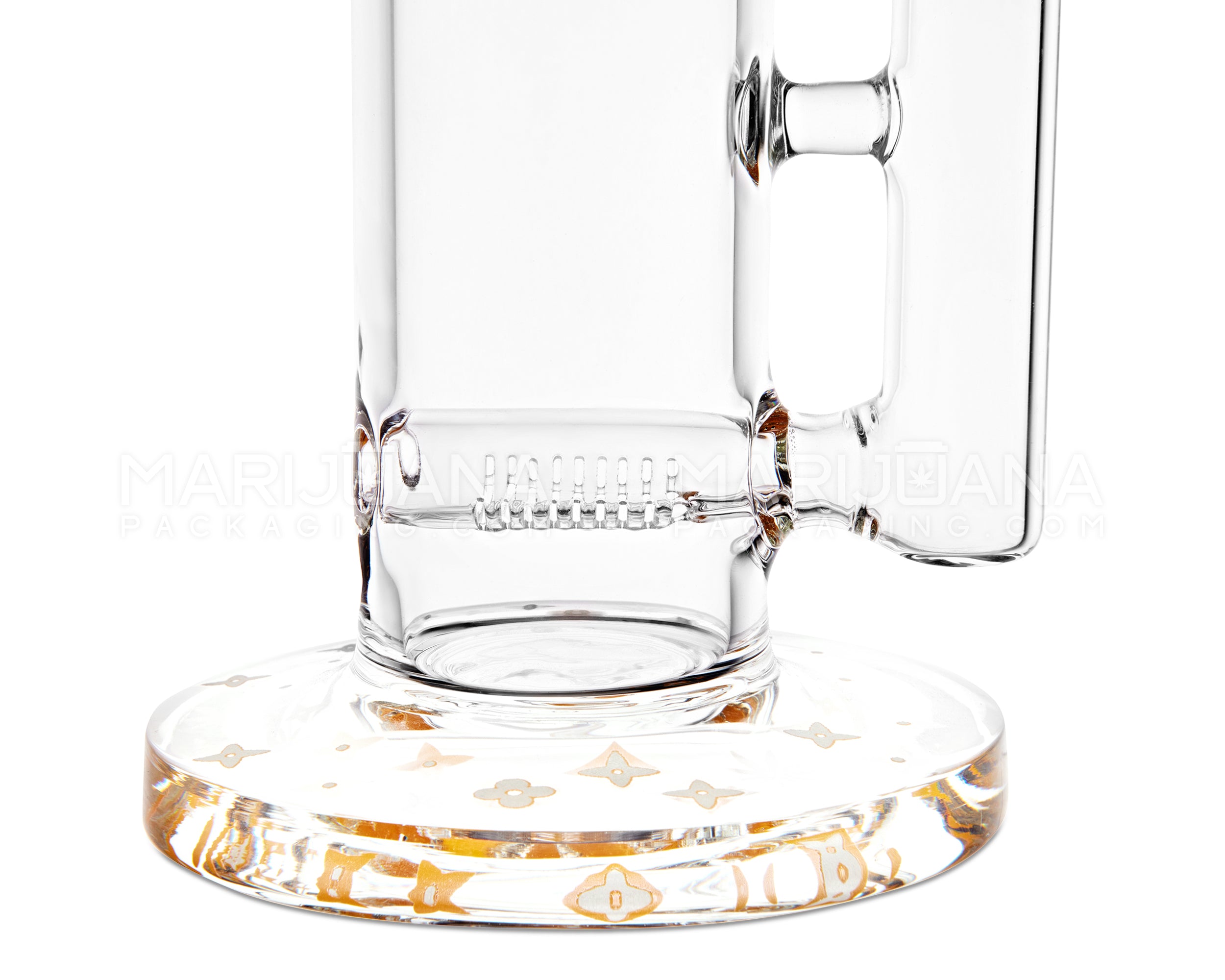 Straight Neck Luxury Design Inline Perc Glass Water Pipe w/ Ice Catcher | 14in Tall - 14mm Bowl - Orange - 3