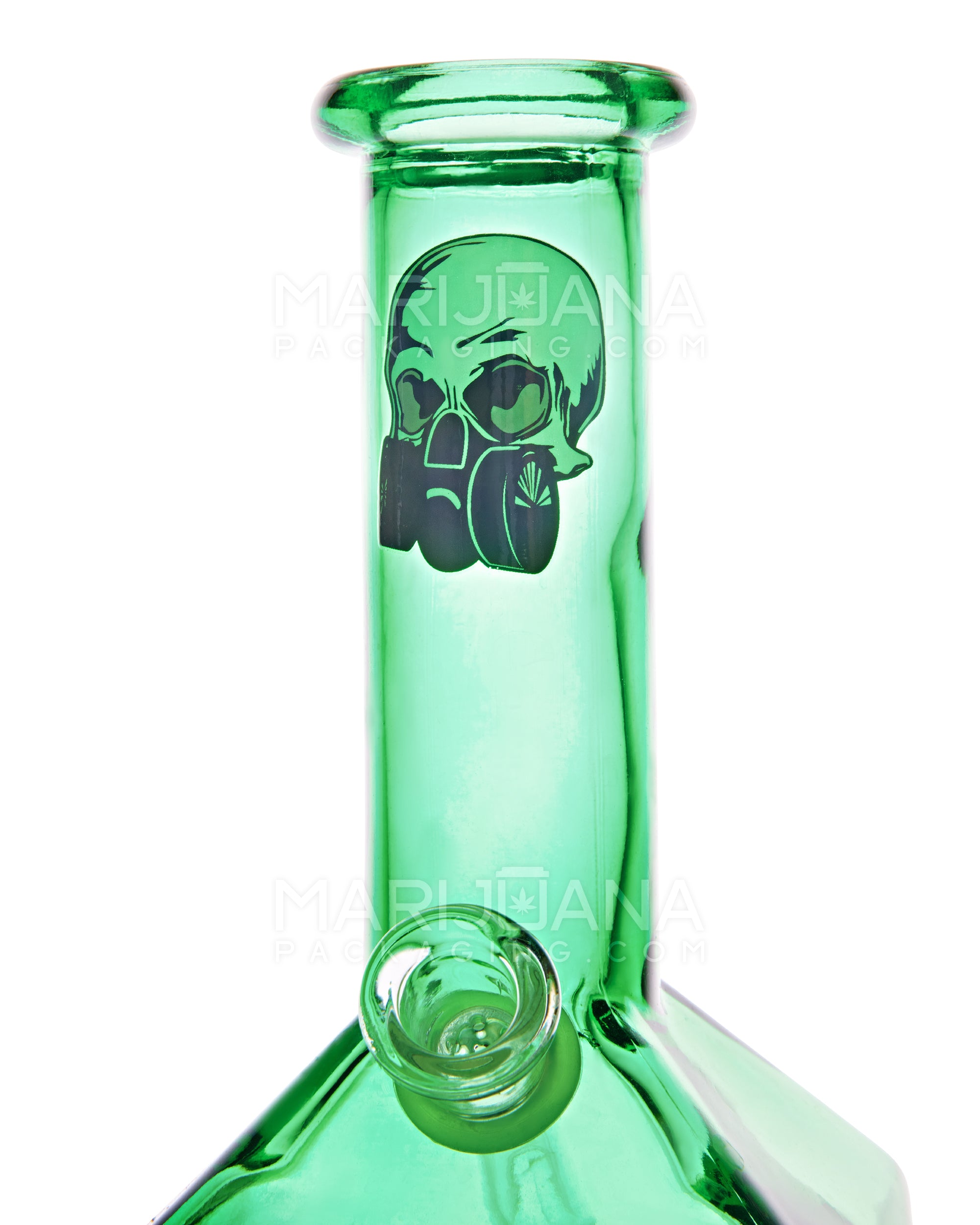Straight Neck Decal Glass Beaker Water Pipe w/ Square Base | 7in Tall - 14mm Bowl - Assorted - 3