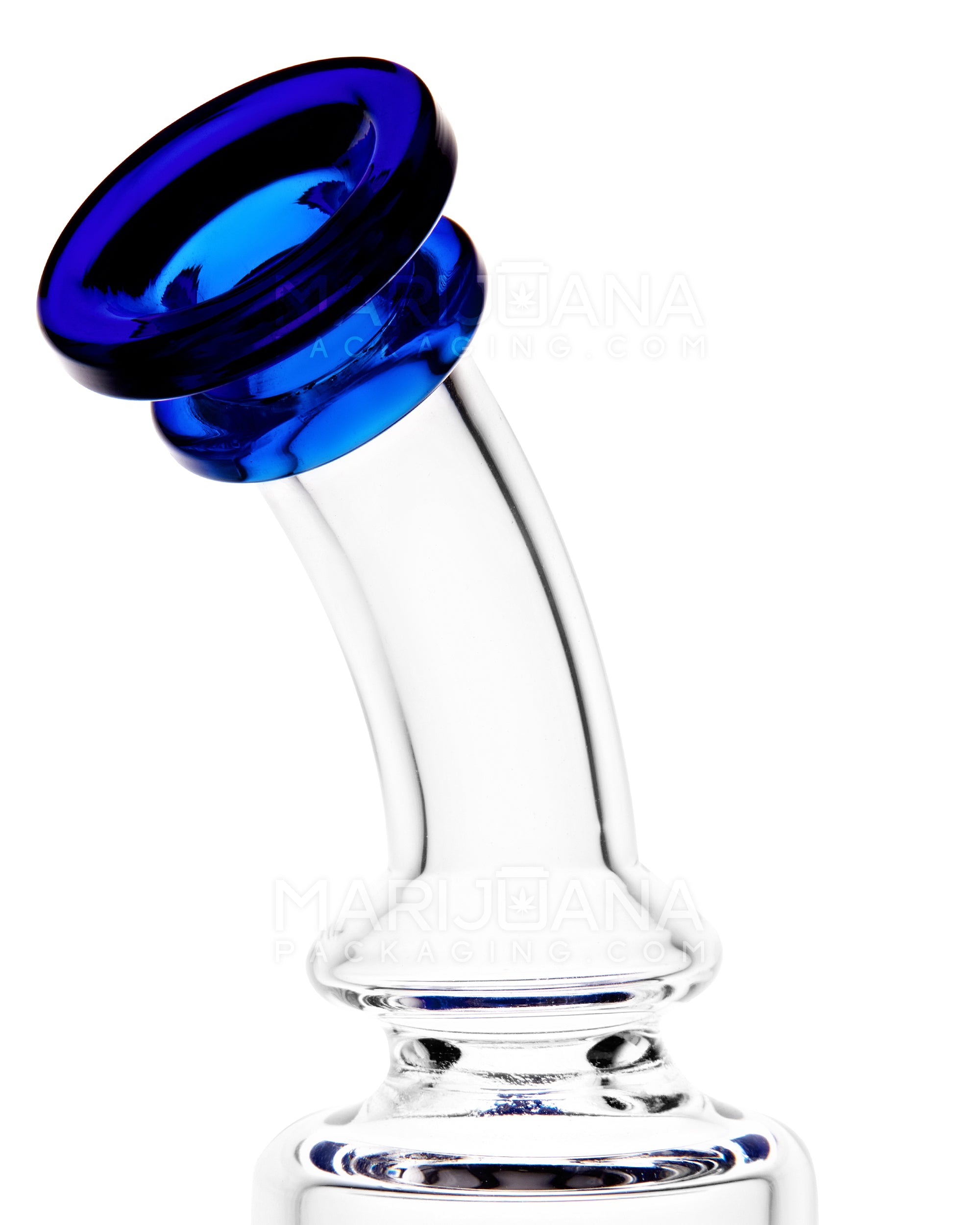 Bent Neck Triple Honeycomb Perc Glass Water Pipe w/ Thick Base | 9.5in Tall - 14mm Bowl - Blue - 5