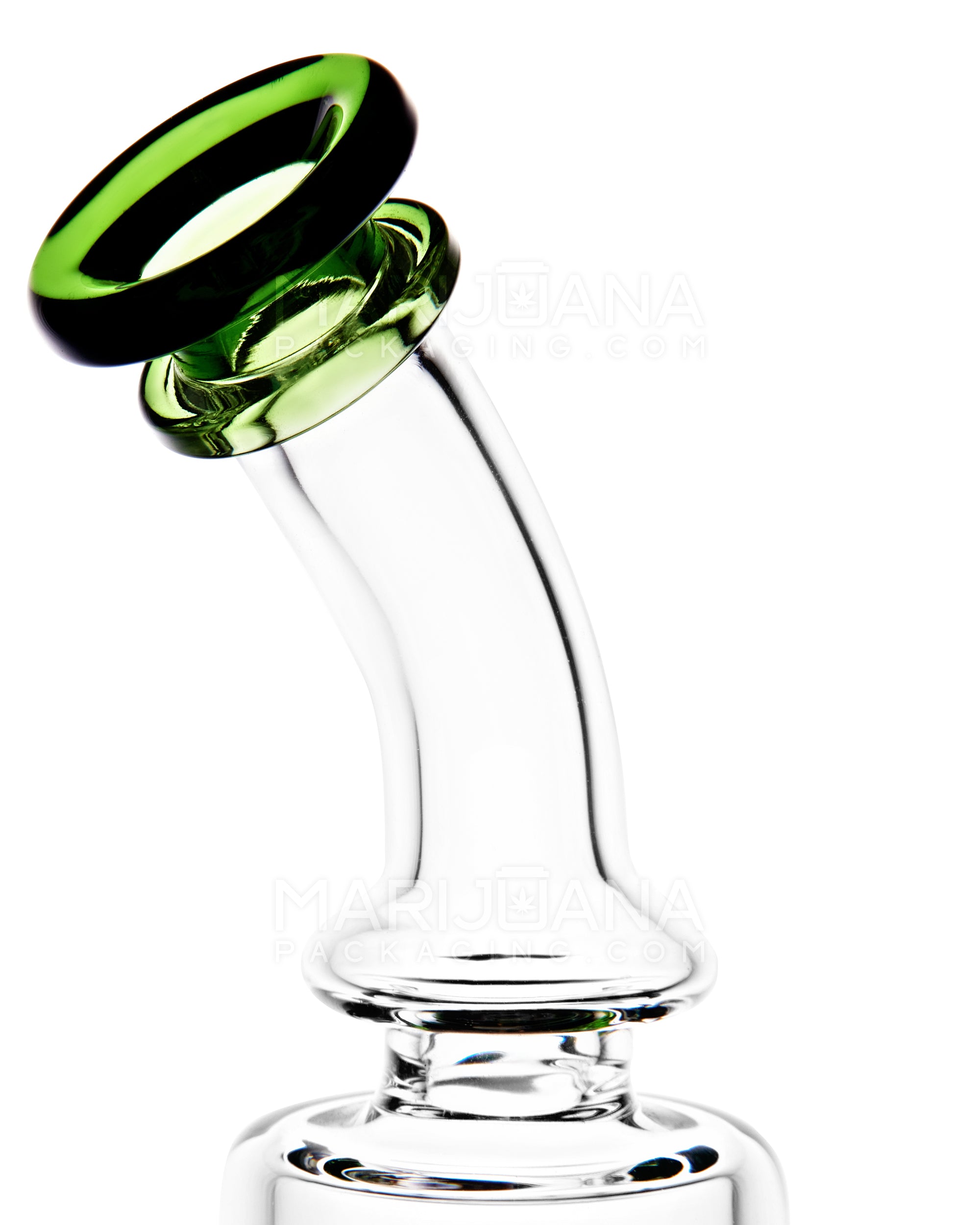 Bent Neck Triple Honeycomb Perc Glass Water Pipe w/ Thick Base | 9.5in Tall - 14mm Bowl - Green - 5