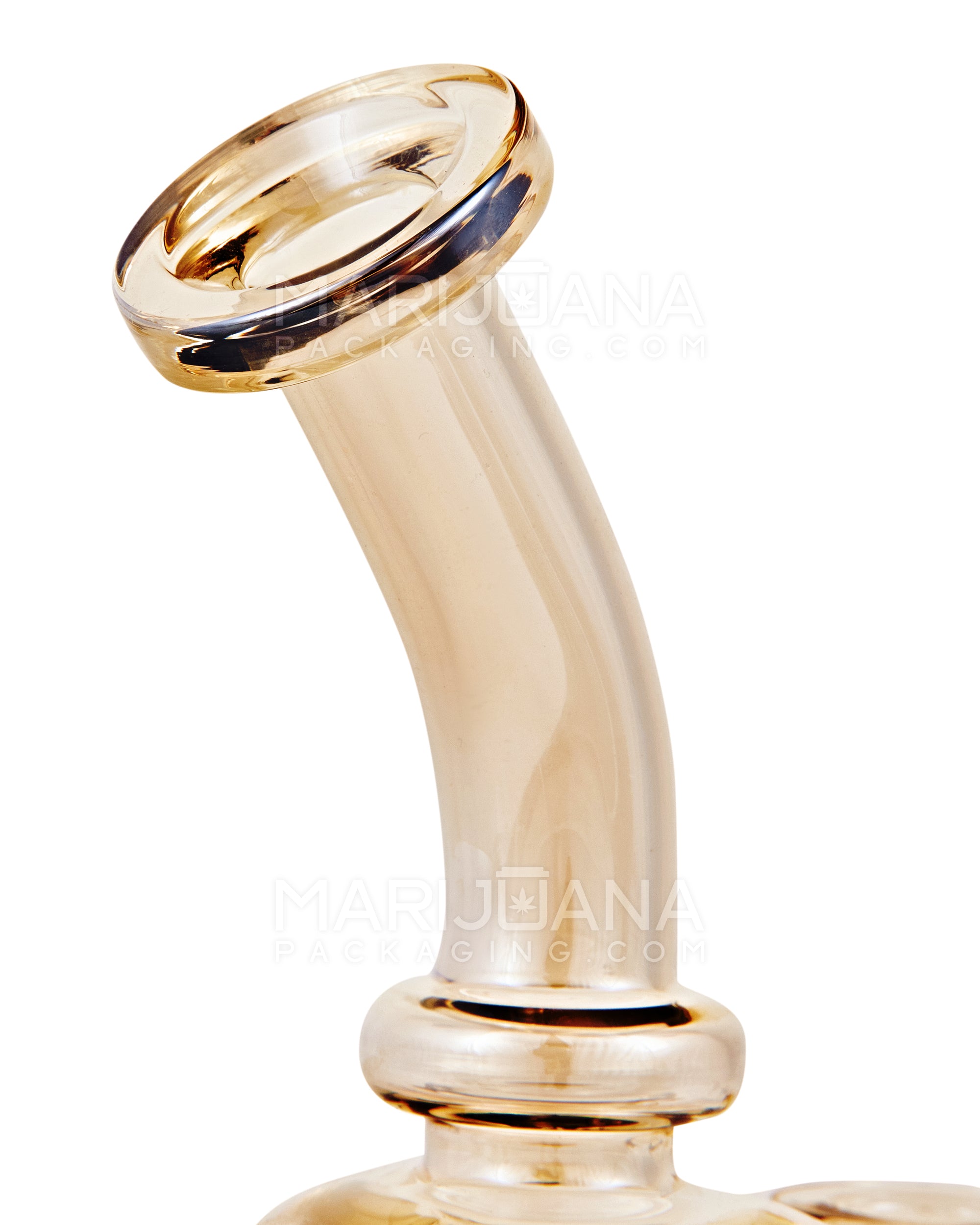Bent Neck Iridescent Recycler Glass Bell Water Pipe | 8.5in Tall - 14mm Banger - Smoke - 4