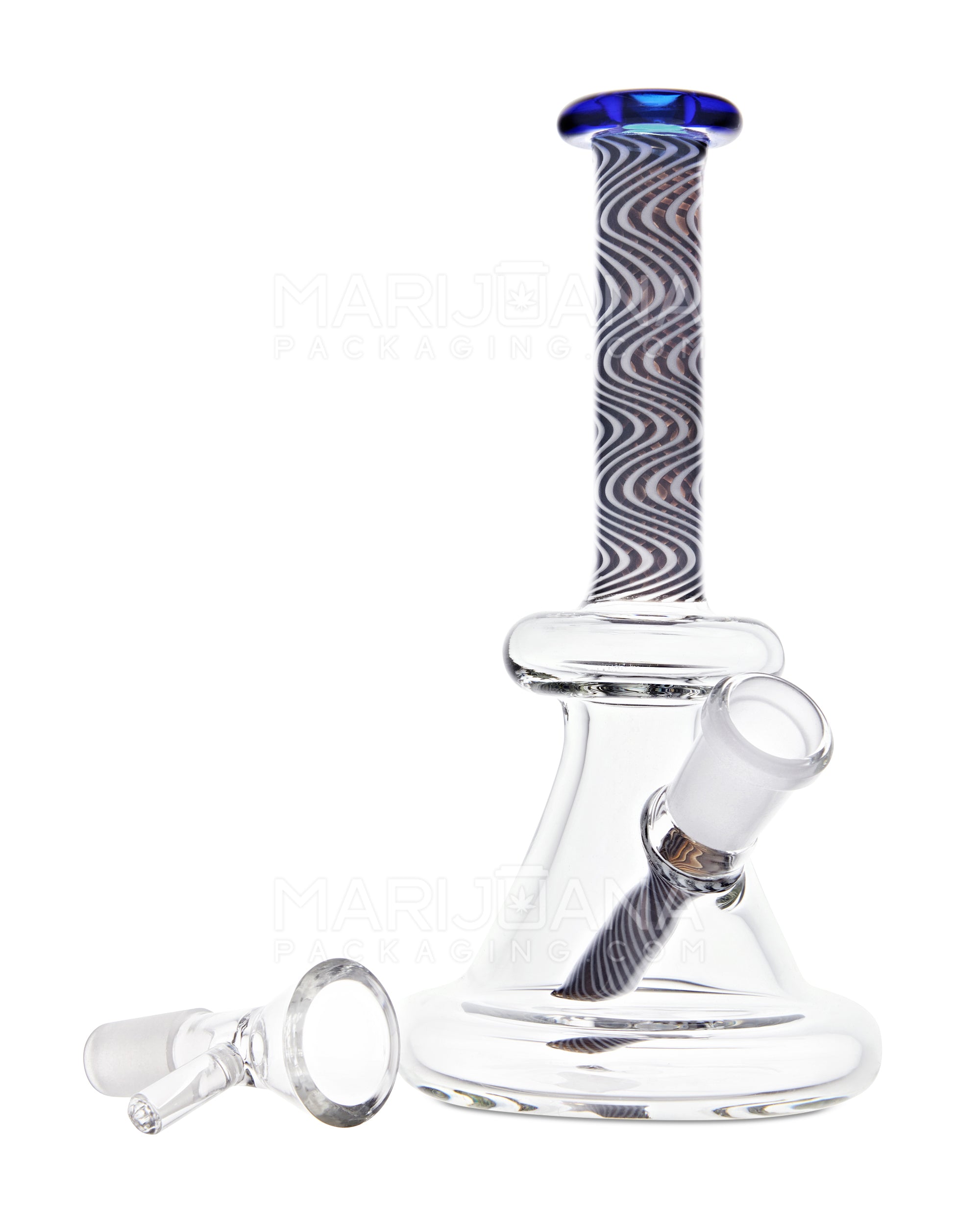 Straight Neck Spiral Glass Beaker Dab Rig | 6in Tall - 14mm Bowl - Assorted