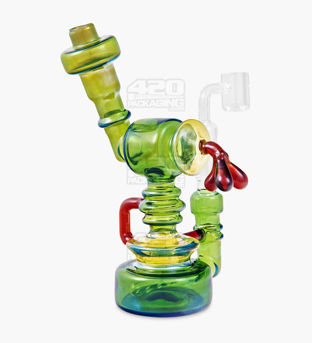 Heady Sidecar Neck Inline Perc Fumed Glass Gas Pump Dab Rig | 7in Tall - 14mm Banger - Green - 1