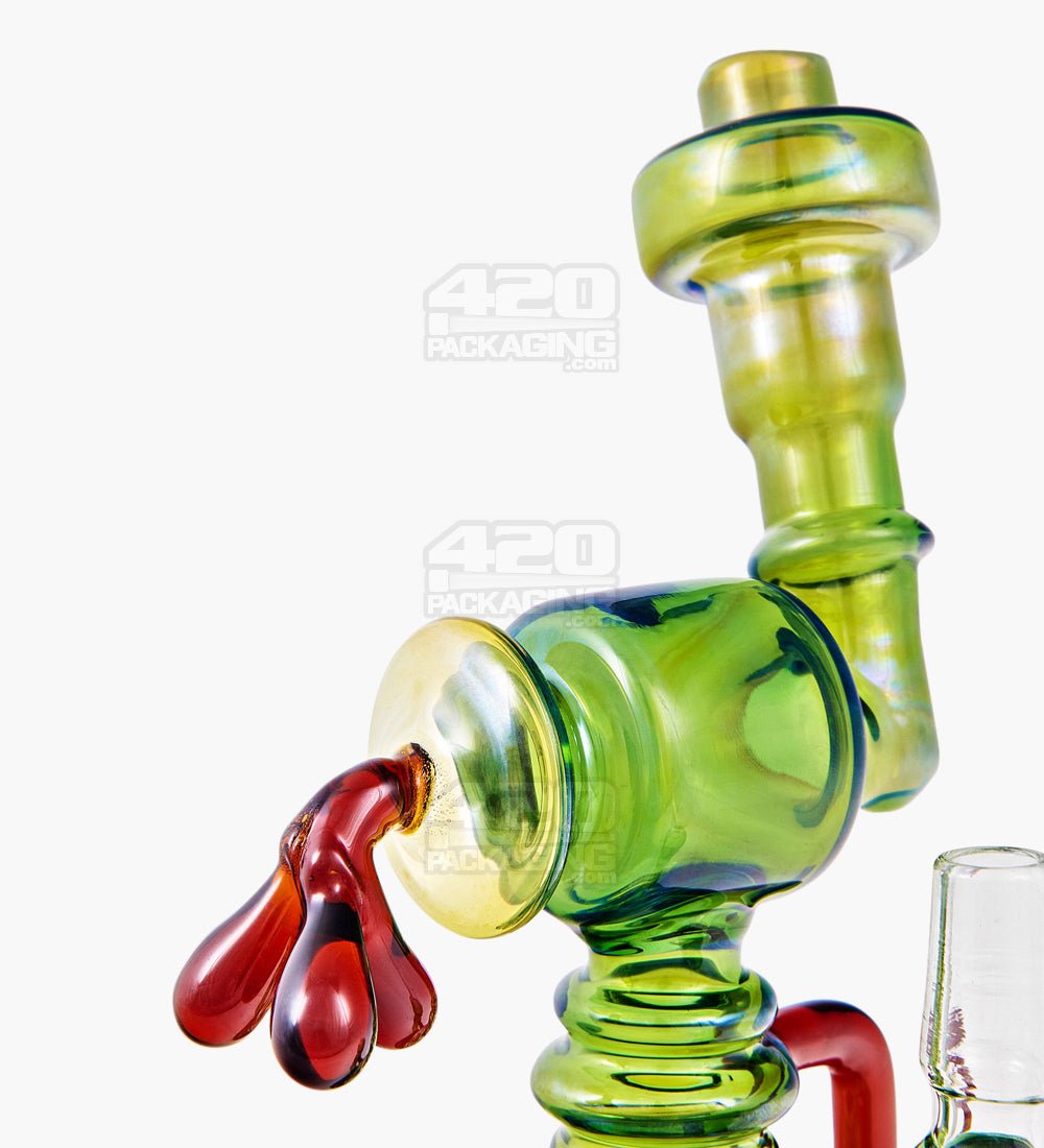 Heady Sidecar Neck Inline Perc Fumed Glass Gas Pump Dab Rig | 7in Tall - 14mm Banger - Green - 4
