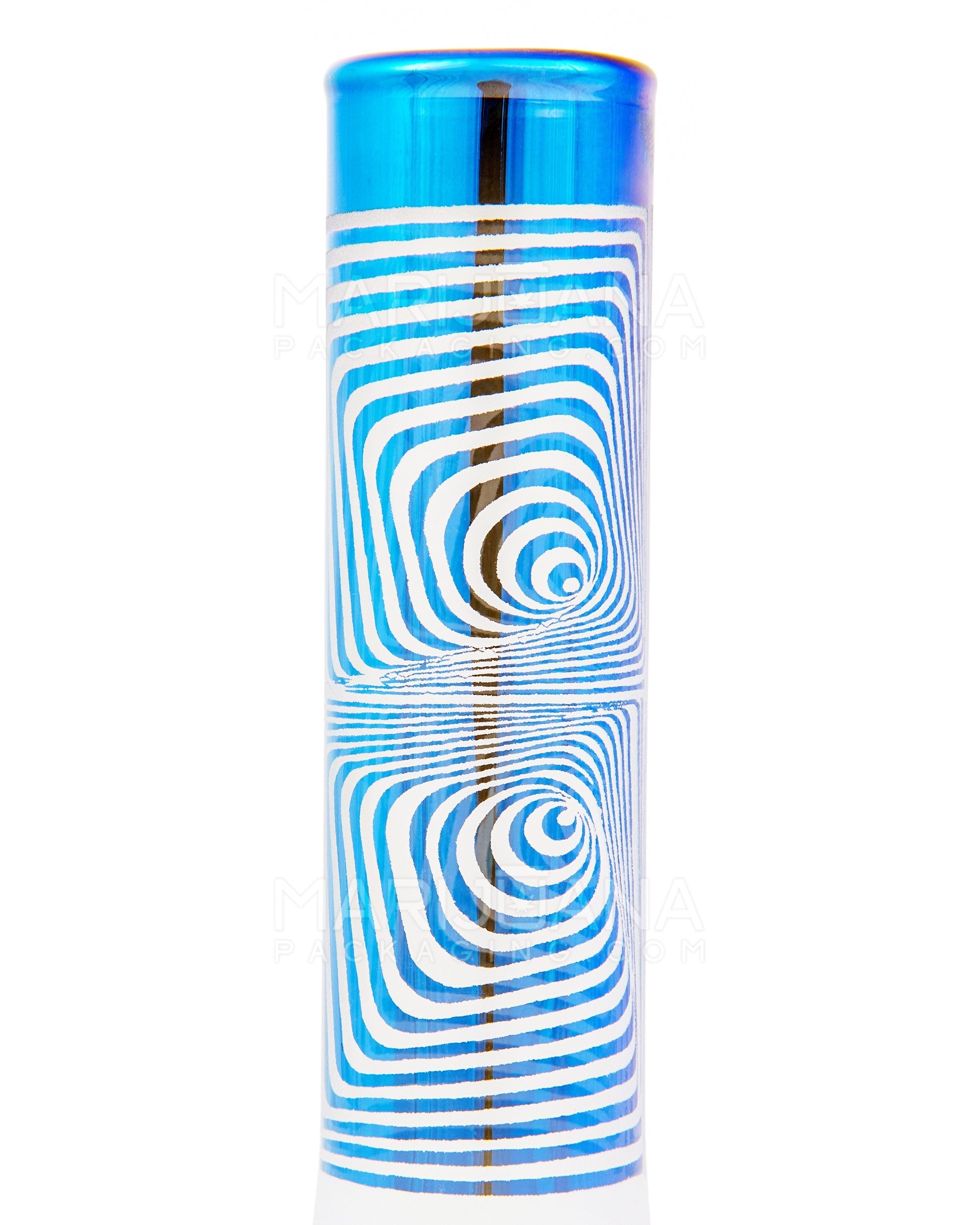 R&M Straight Neck Sandblasted Glass Beaker Dab Rig | 7.5in Tall - 14mm Banger - Blue - 6