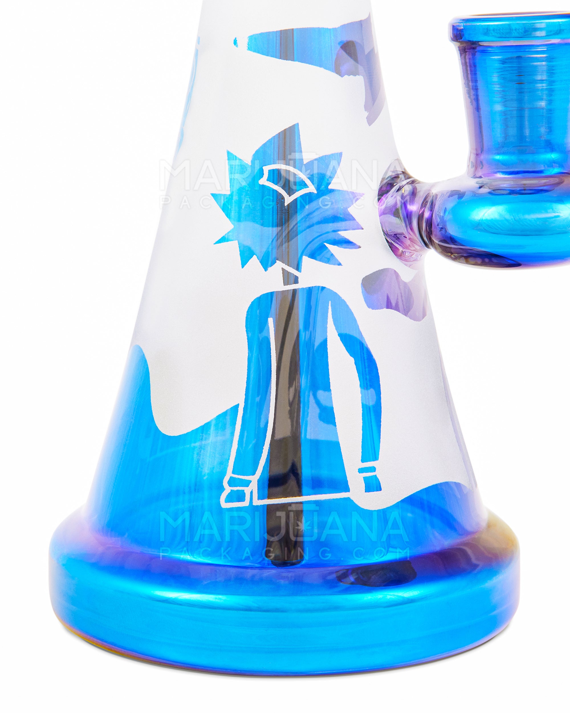 R&M Straight Neck Sandblasted Glass Beaker Dab Rig | 7.5in Tall - 14mm Banger - Blue - 5