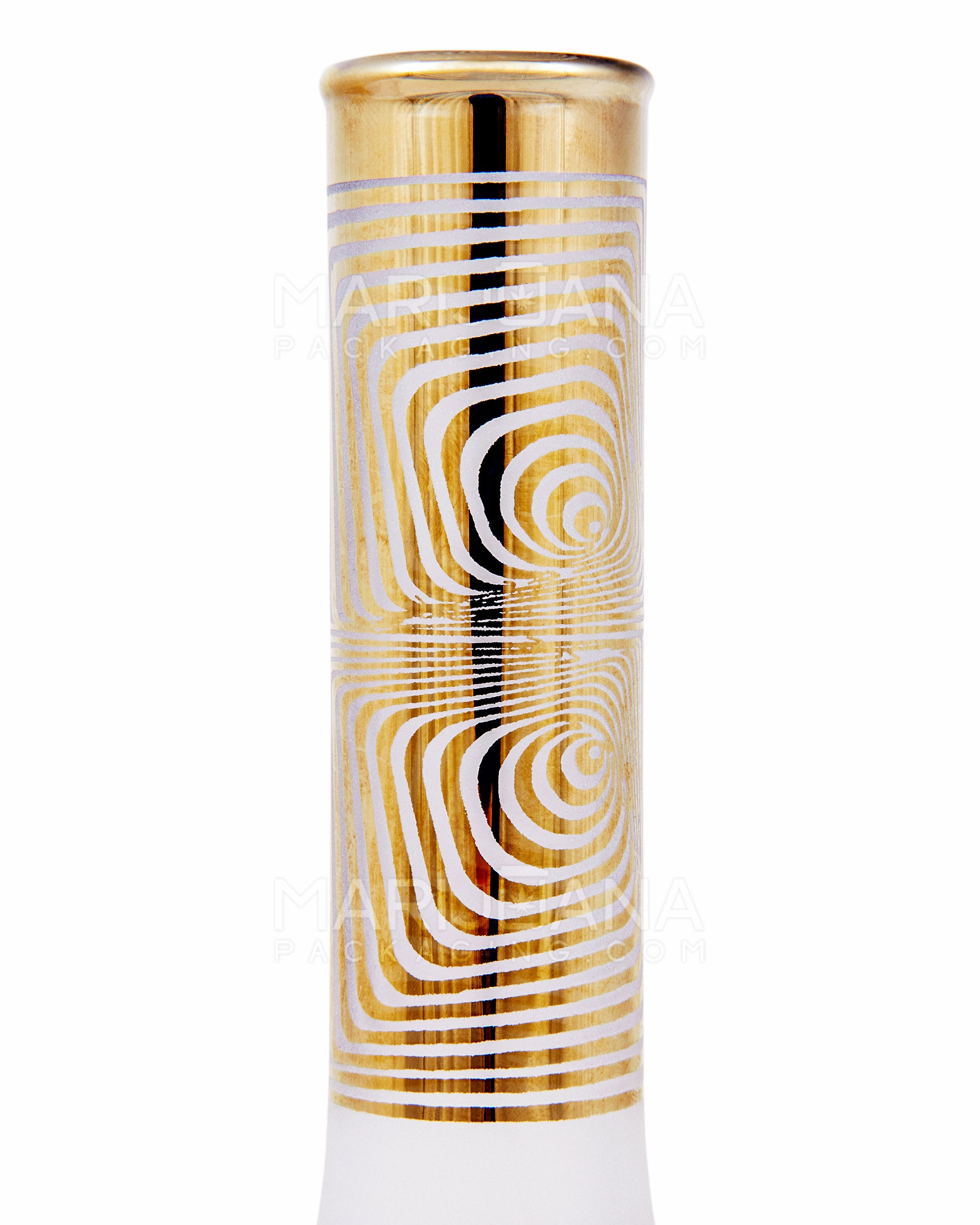 R&M Straight Neck Sandblasted Glass Beaker Dab Rig | 7.5in Tall - 14mm Banger - Gold - 6