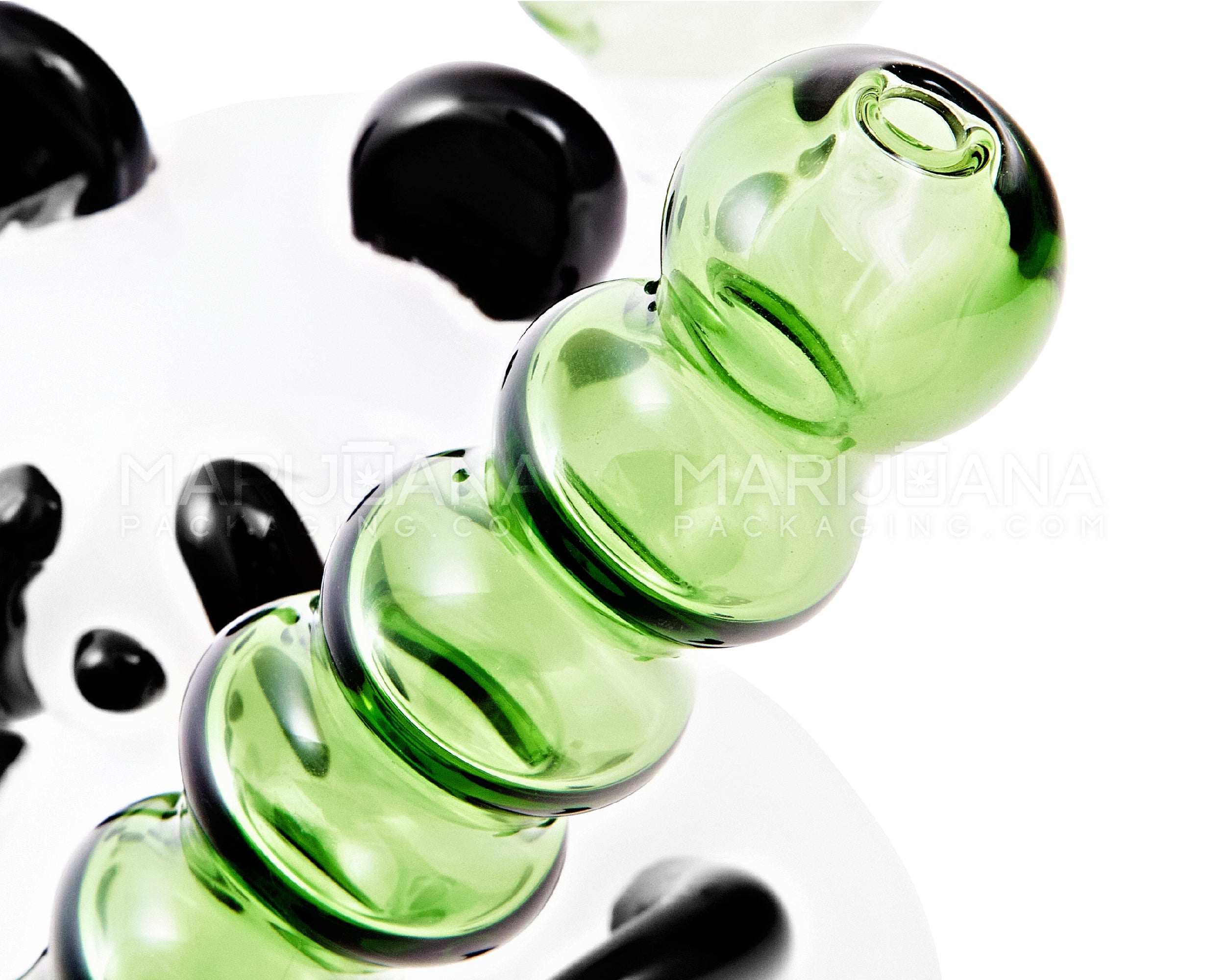 Heady | Sidecar Bamboo Neck Painted Glass Panda Water Pipe | 4in Tall - 14mm Bowl - White - 8