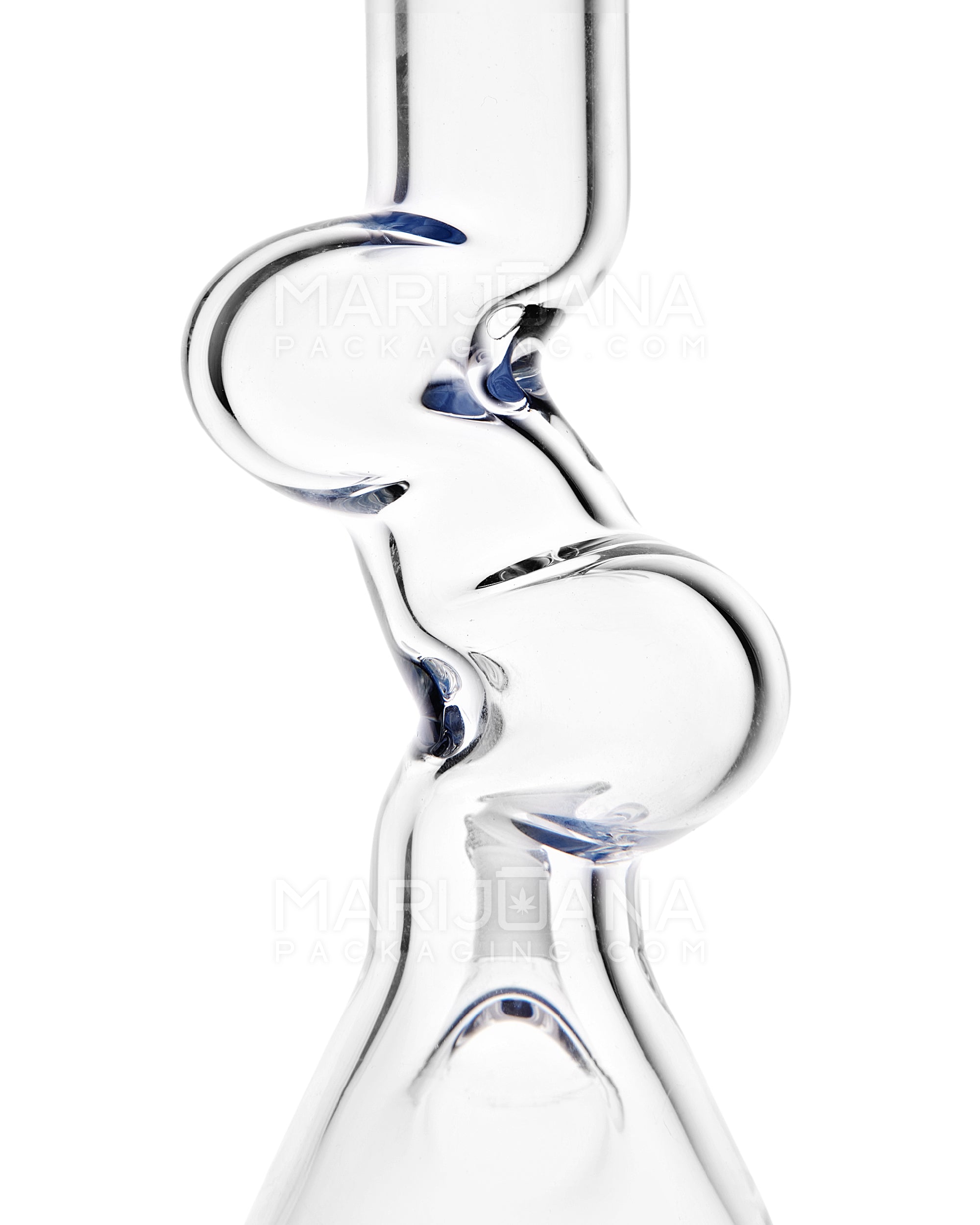 Z-Neck Glass Beaker Water Pipe | 7in Tall - 14mm Bowl - Blue - 3