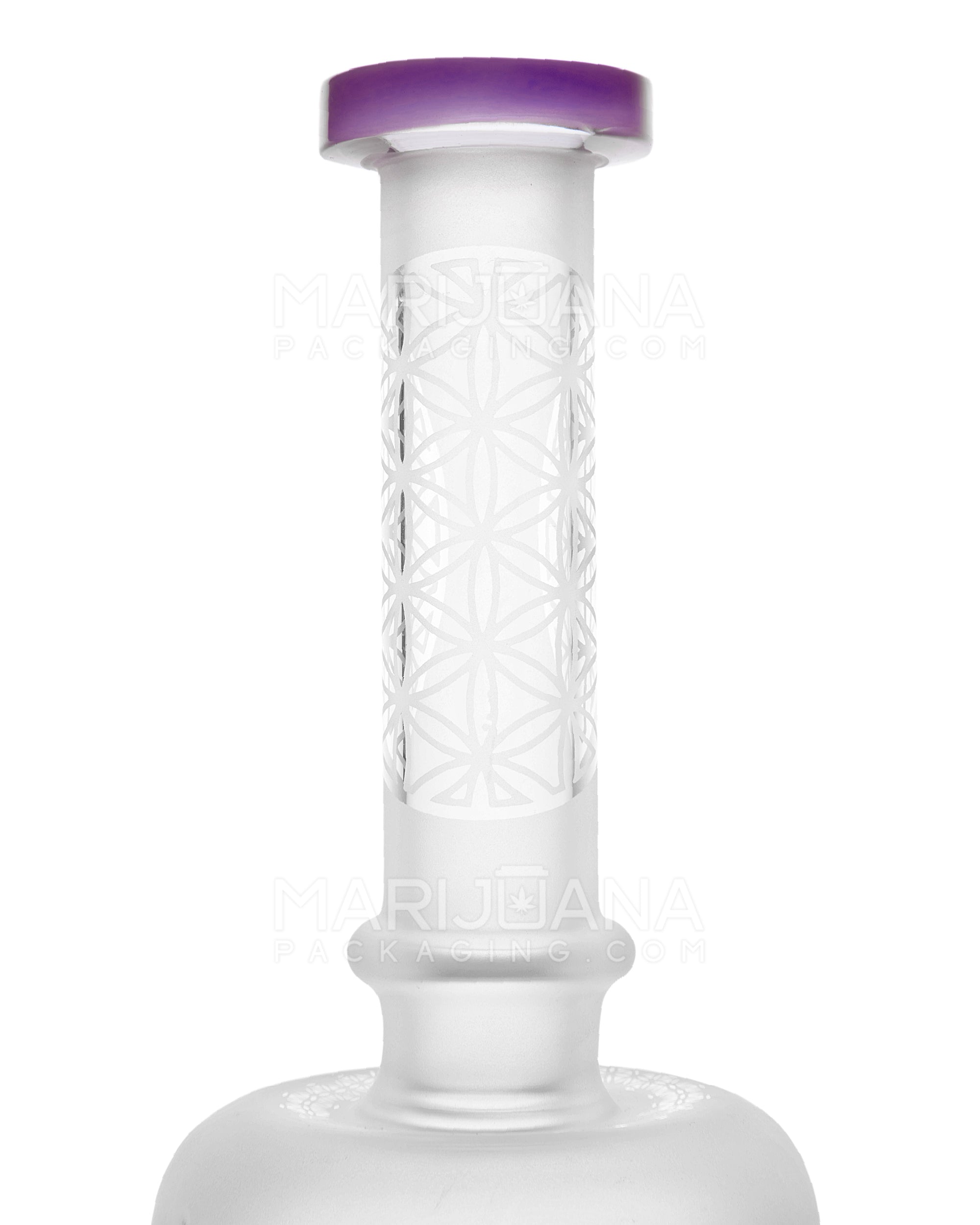 USA Glass | Straight Neck Matrix Perc Sandblasted Glass Water Pipe w/ Implosion Marbles | 11in Tall - 14mm Bowl - Purple - 4