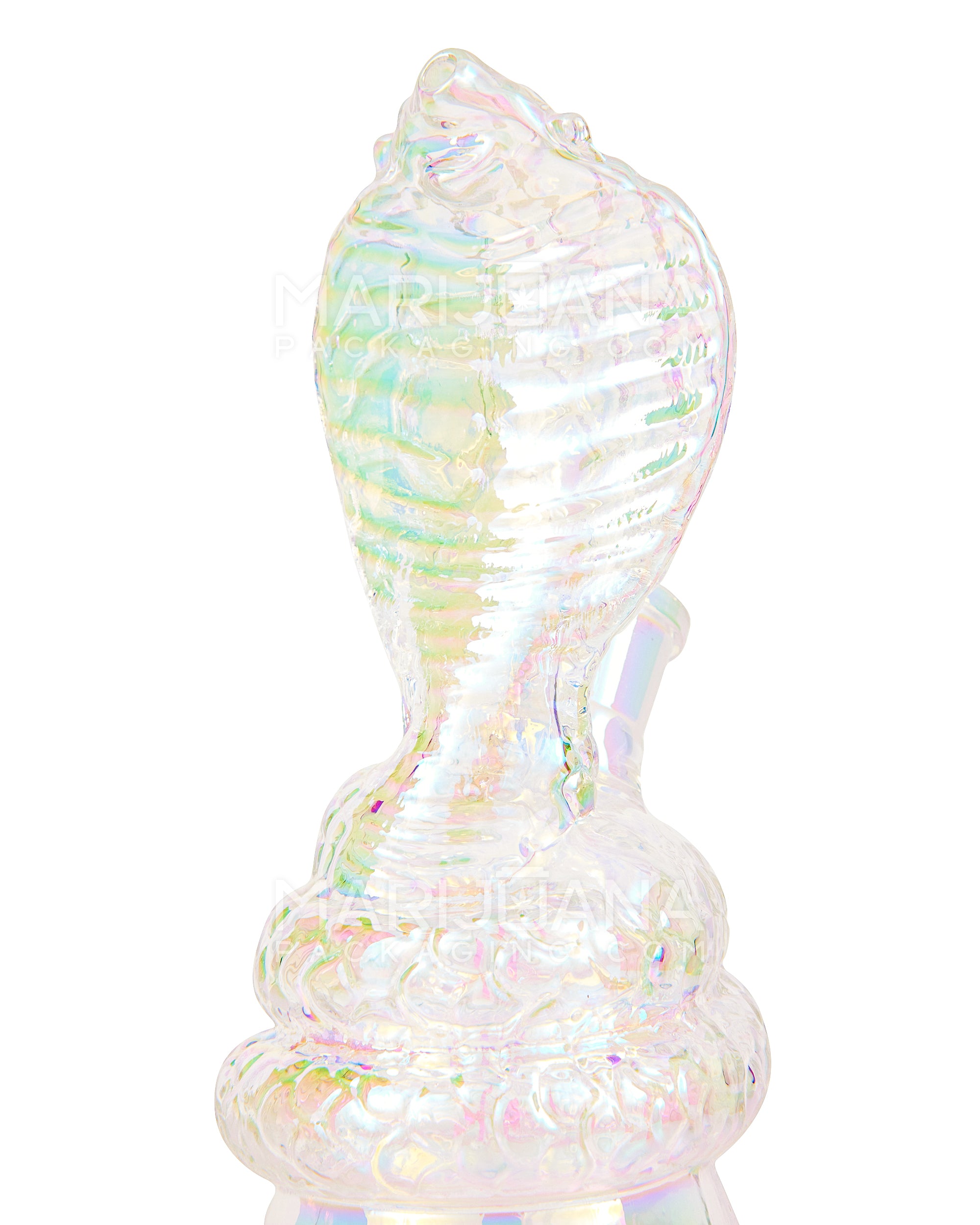 USA Glass | Iridescent Coiled Cobra Glass Water Pipe | 6.5in Tall - 14mm Bowl - Rainbow - 4