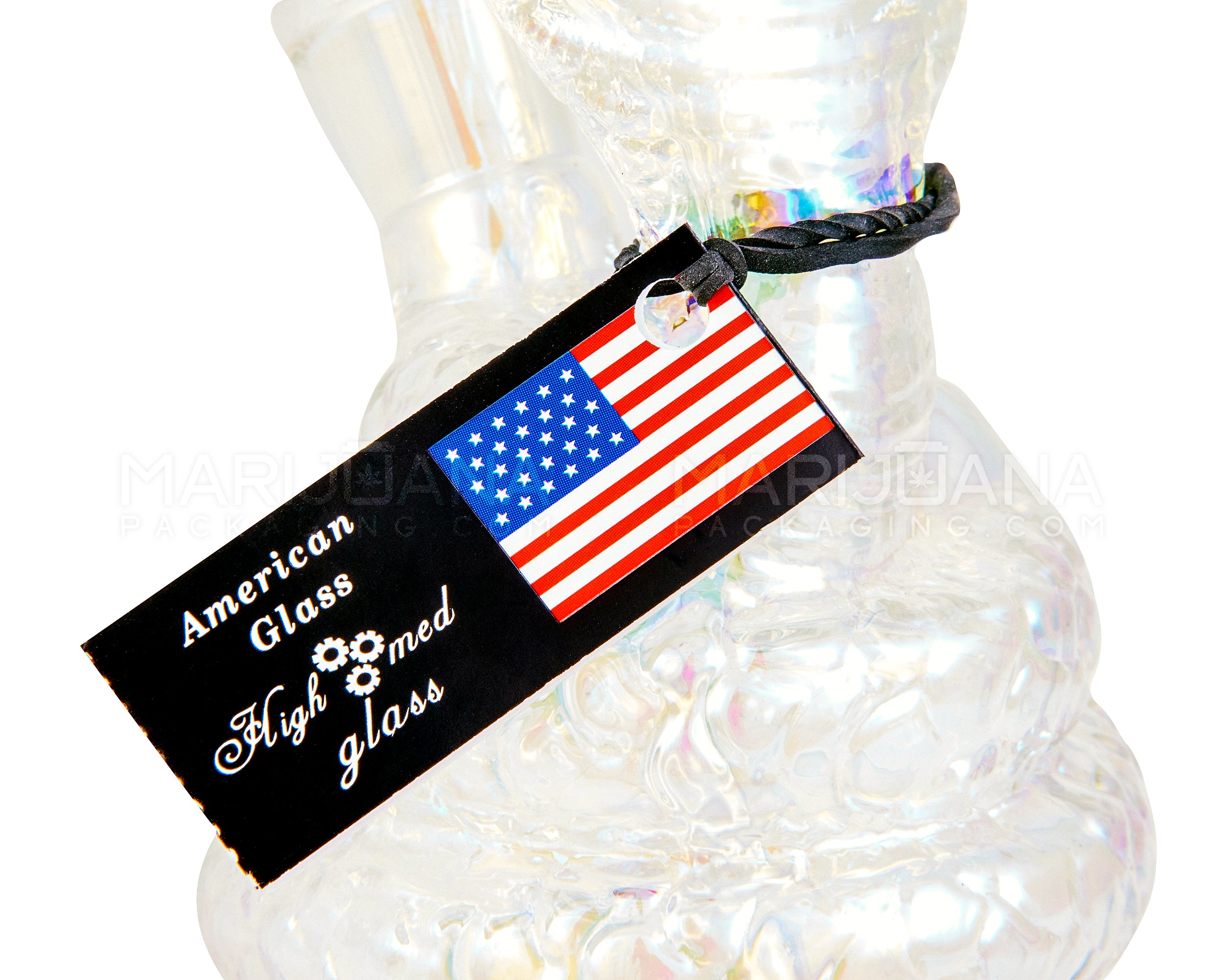 USA Glass | Iridescent Coiled Cobra Glass Water Pipe | 6.5in Tall - 14mm Bowl - Rainbow - 5