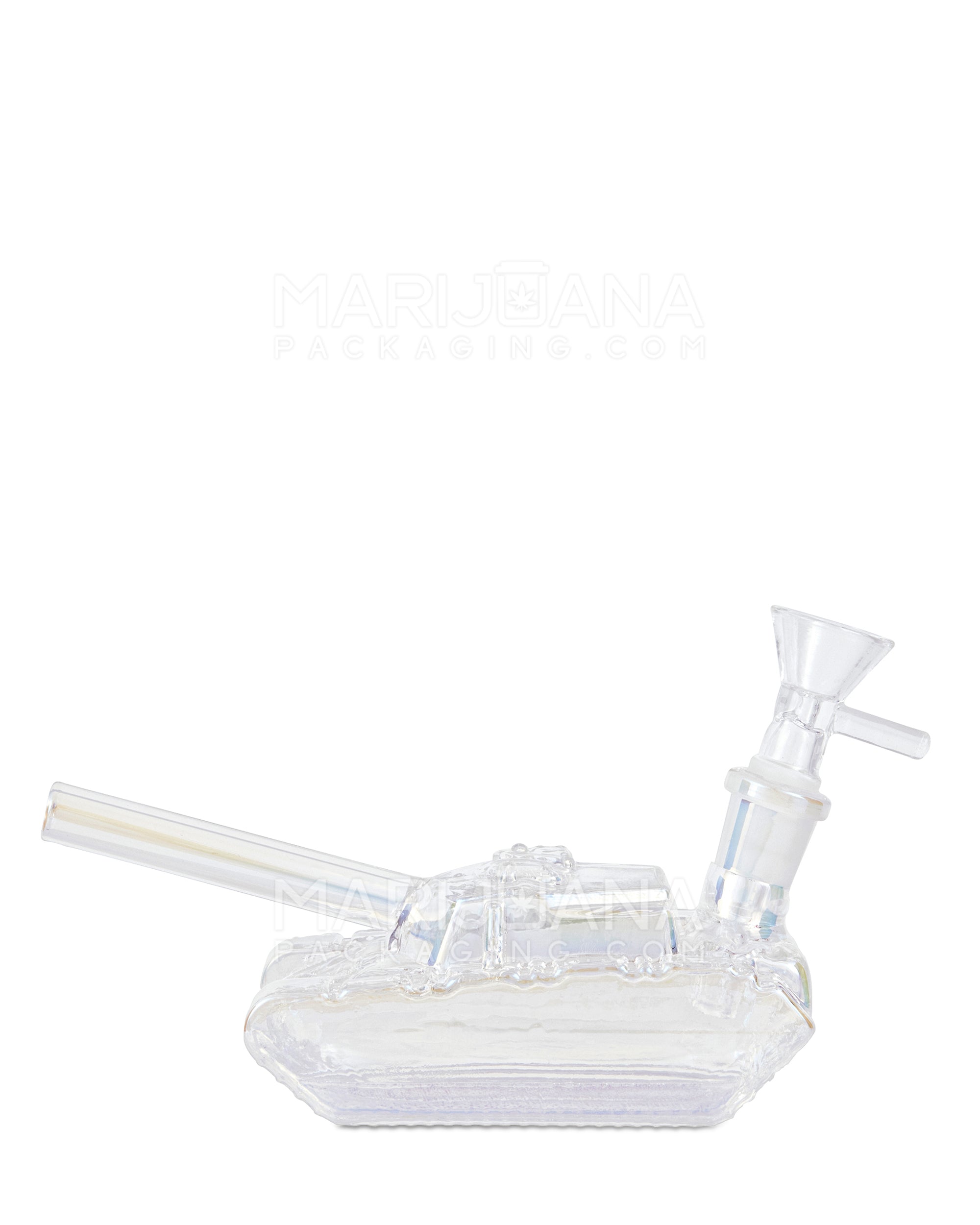 USA Glass | Iridescent Military Tank Glass Water Pipe | 6in Long - 14mm Bowl - Clear - 1
