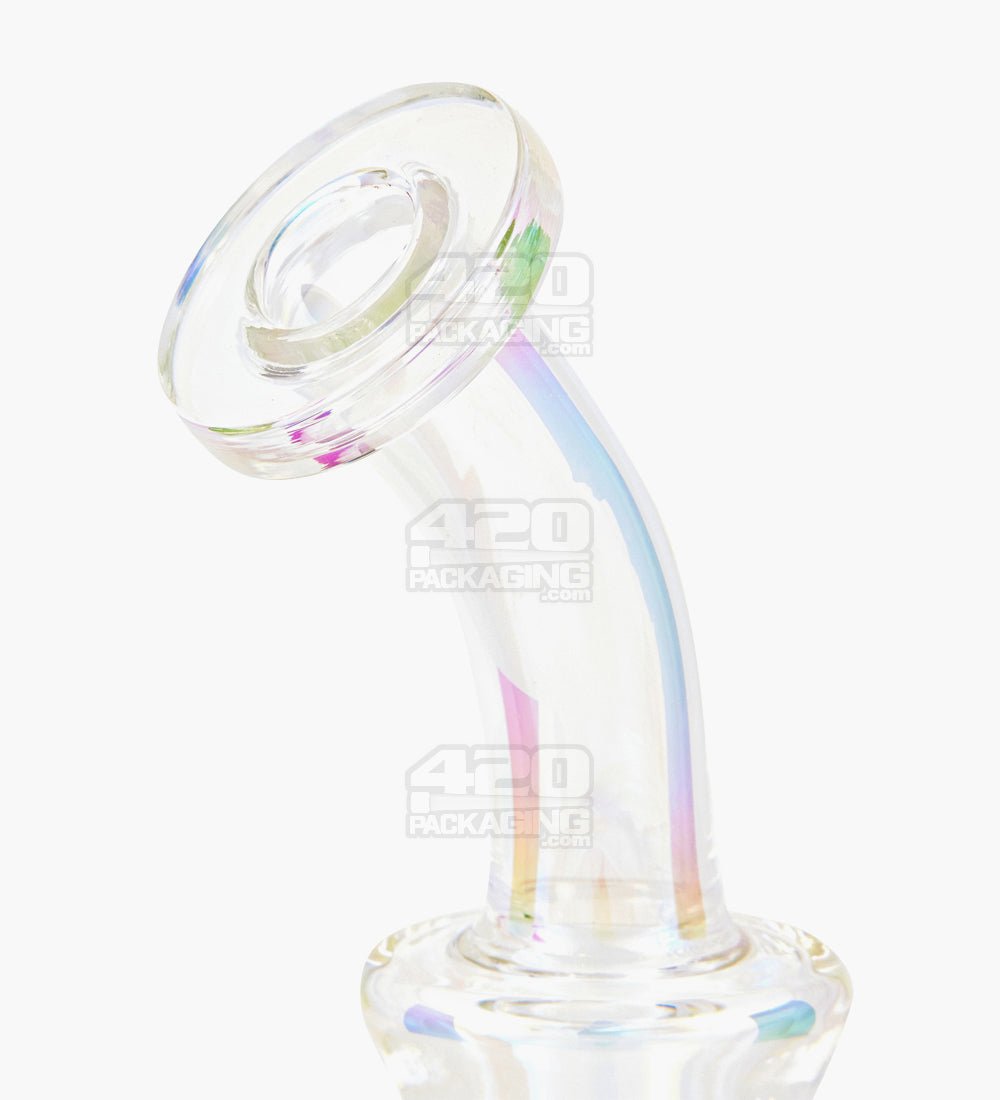 Bent Neck Iridescent Glass Dab Rig | 6in Tall - 14mm Banger - Clear - 3