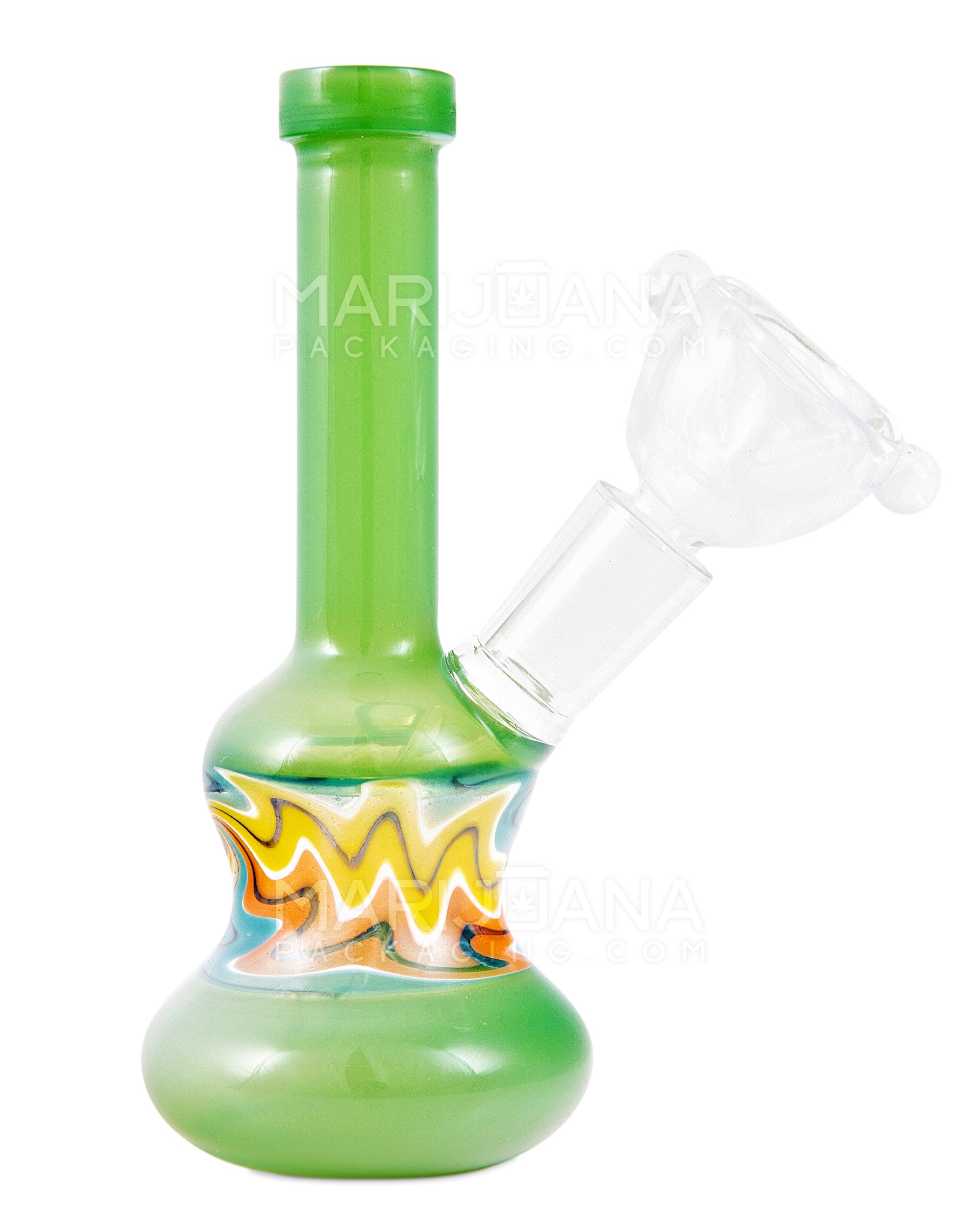 Straight Neck Wig Wag Glass Water Pipe | 5in Tall - 14mm Bowl - Green - 1