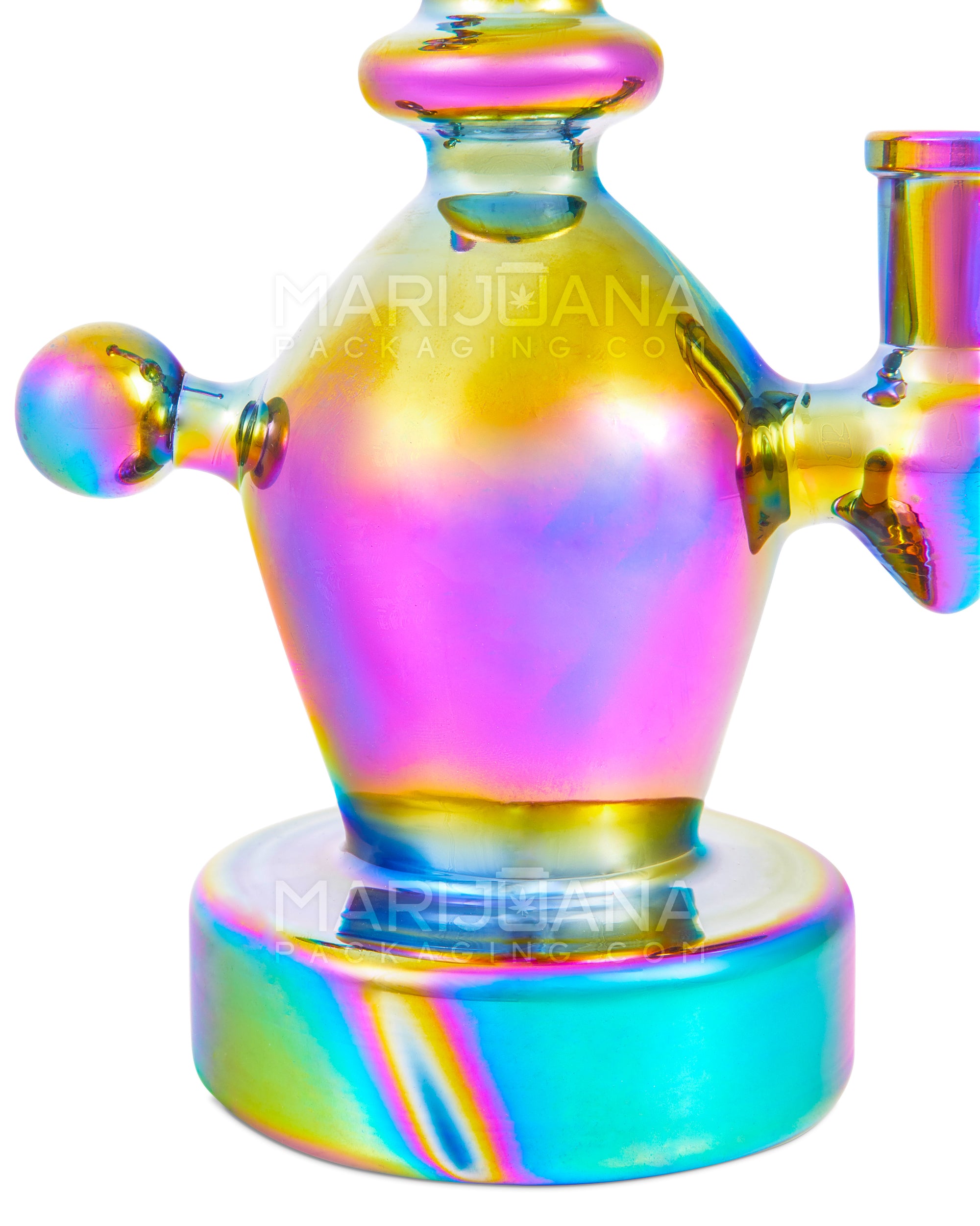 USA Glass | Bent Neck Iridescent Glass Dab Rig w/ Thick Base | 7in Tall - 14mm Banger - Iridescent - 3