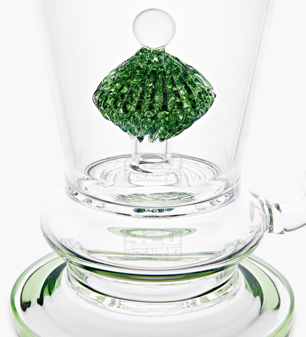 Lattice Perc Glass Water Pipe w/ Thick Base | 10.5in Tall - 14mm Bowl - Green - 3