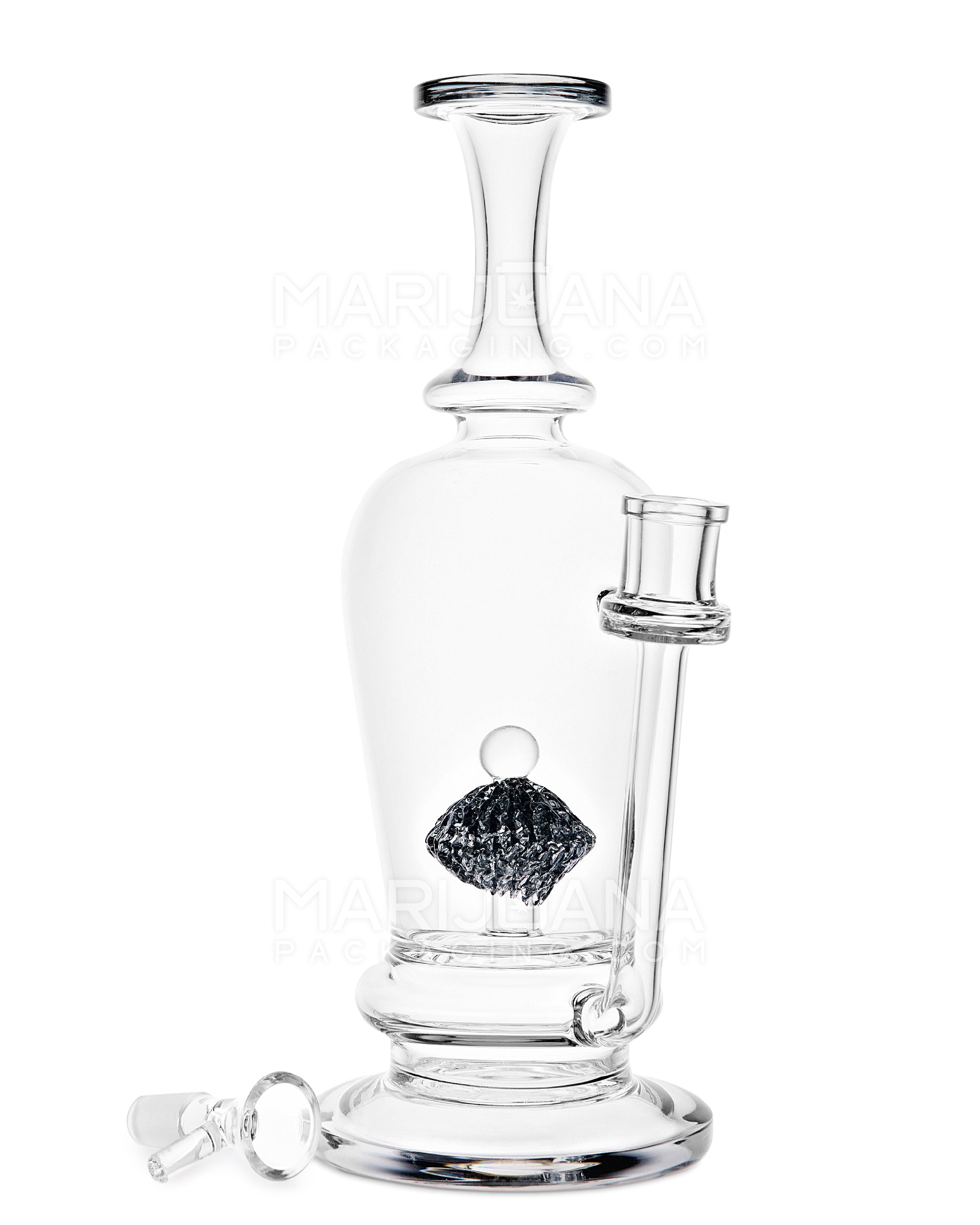Lattice Perc Glass Water Pipe w/ Thick Base | 10.5in Tall - 14mm Bowl - Smoke - 2