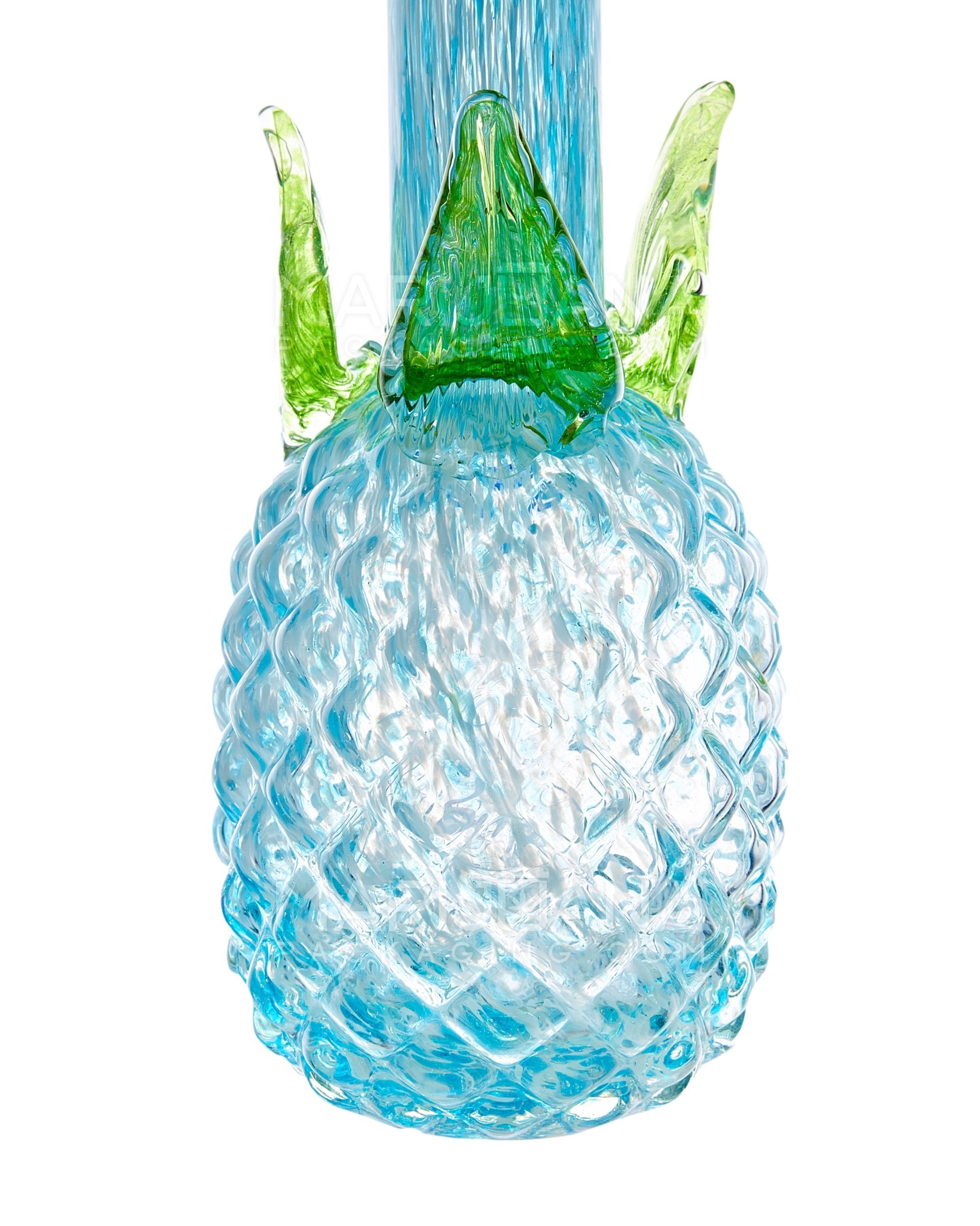 Straight Neck Color Pull Pineapple Glass Water Pipe | 12in Tall - 14mm Bowl - Blue - 3