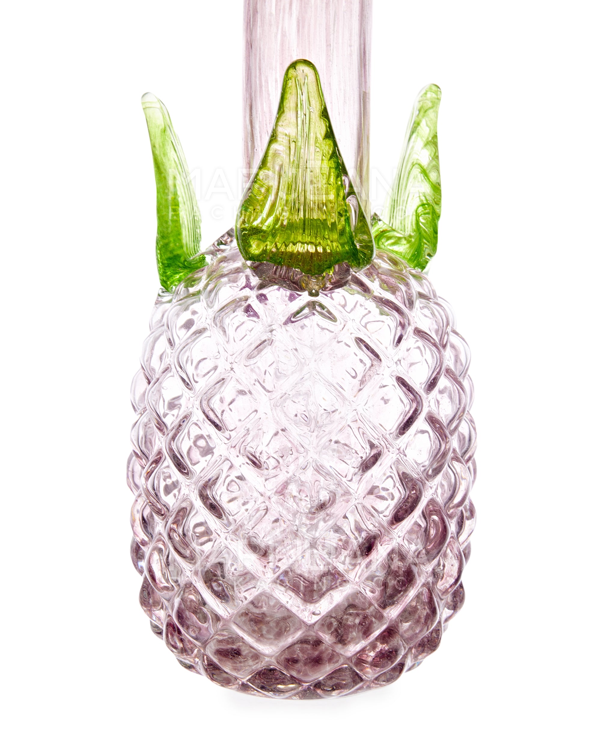 Straight Neck Color Pull Pineapple Glass Water Pipe | 12in Tall - 14mm Bowl - Purple
