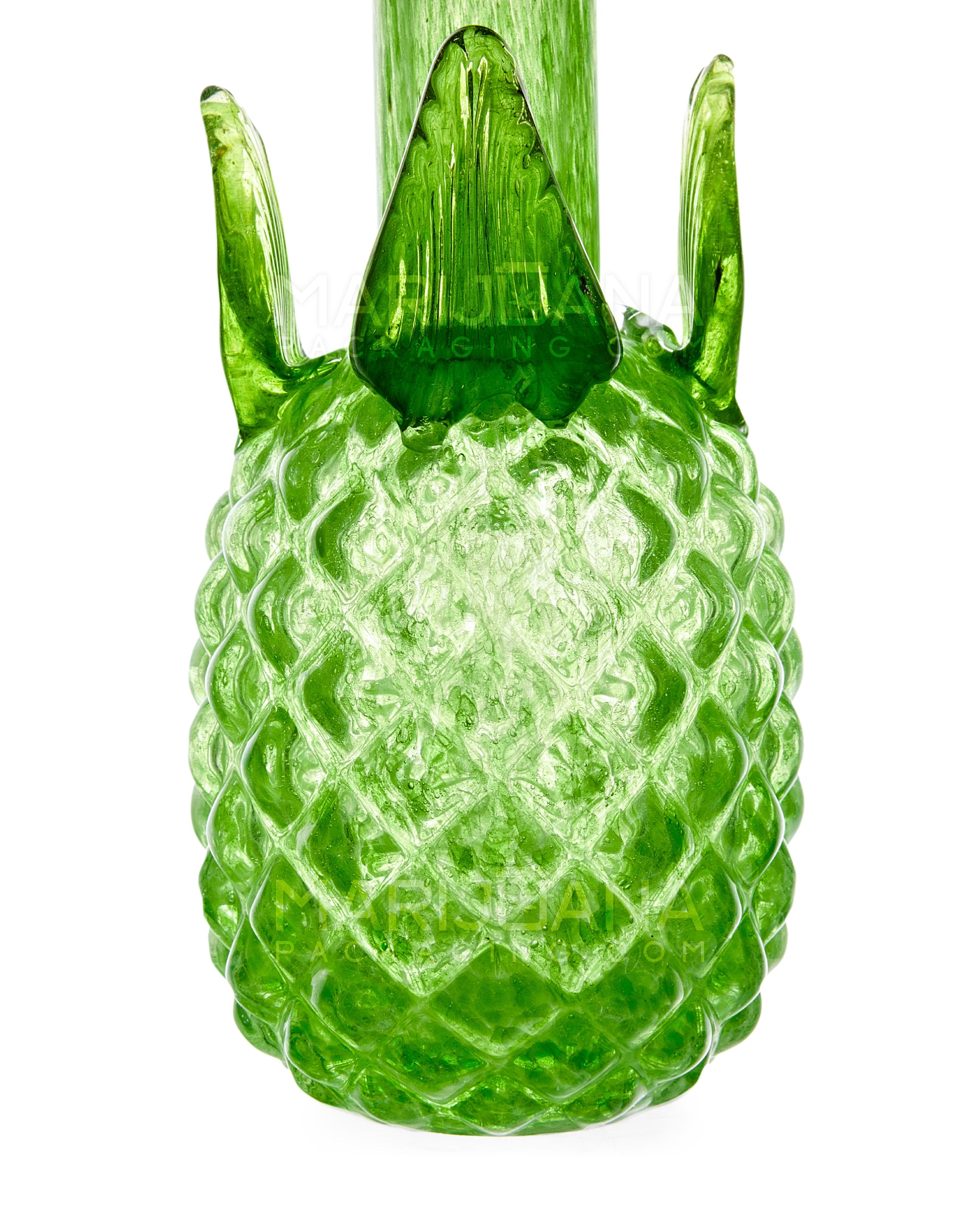Straight Neck Color Pull Pineapple Glass Water Pipe | 14in Tall - 14mm Bowl - Green